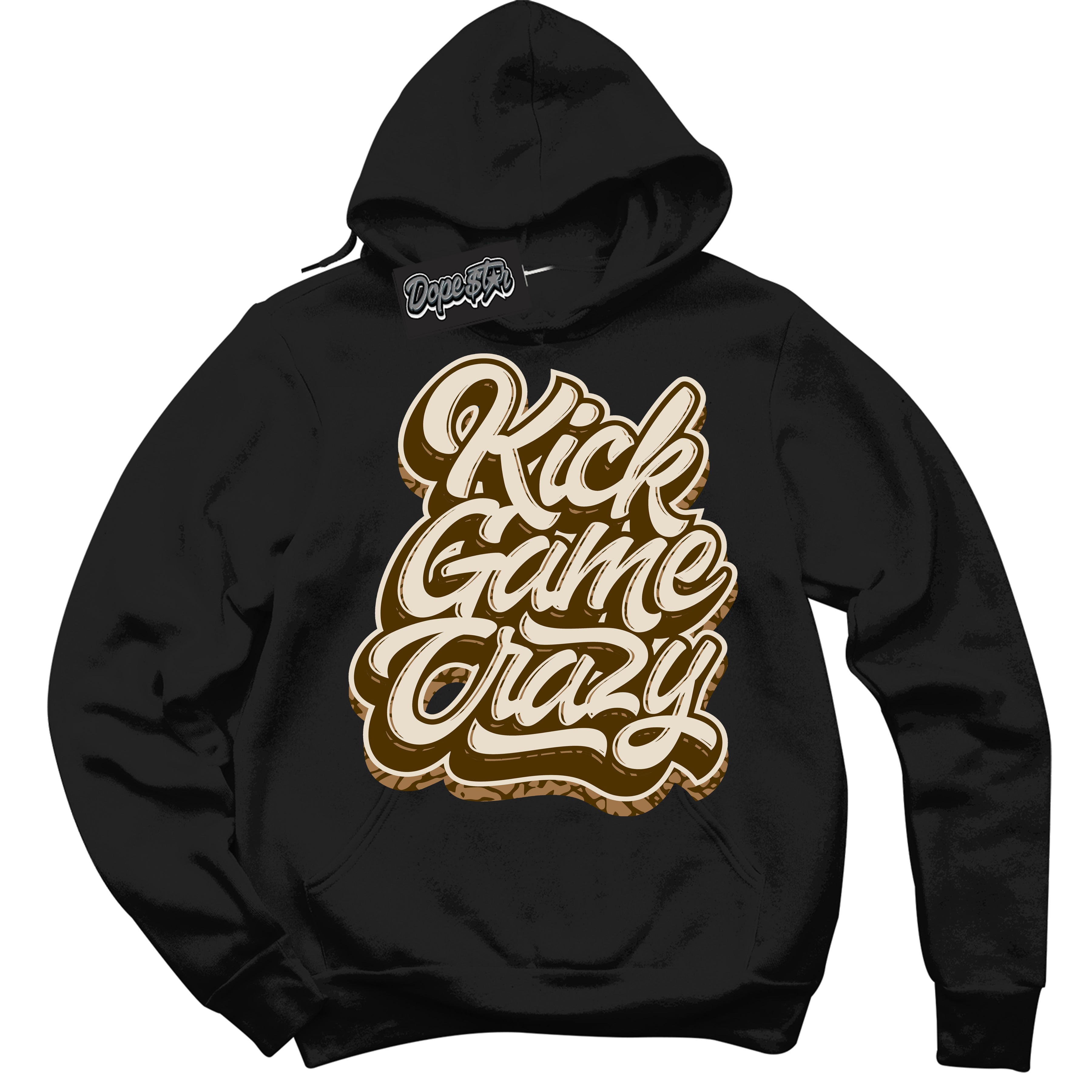 Cool Black Graphic DopeStar Hoodie with “ Kick Game Crazy “ print, that perfectly matches Palomino 3s sneakers