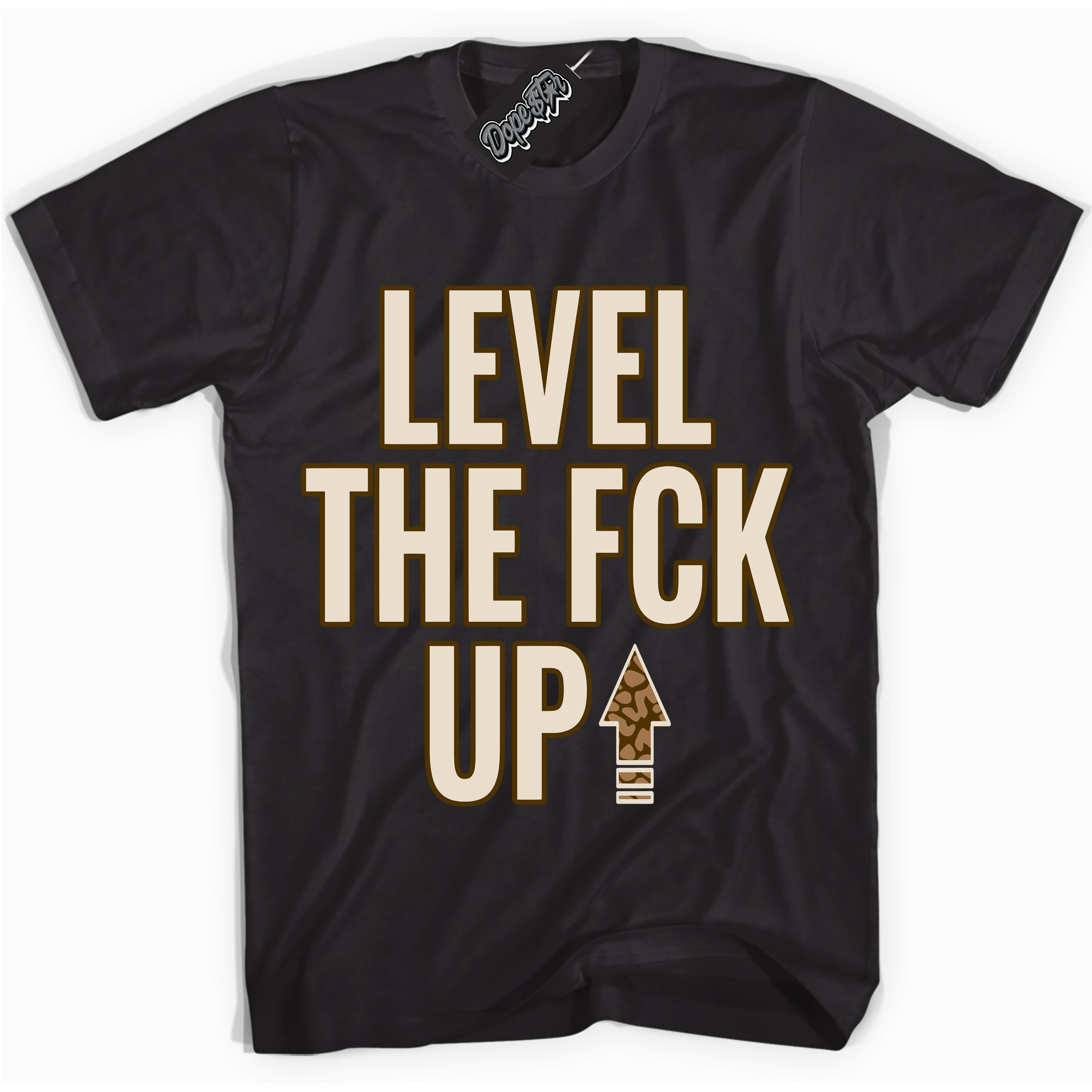 Cool Black graphic tee with “ Level The Fck Up ” design, that perfectly matches Palomino 3s sneakers