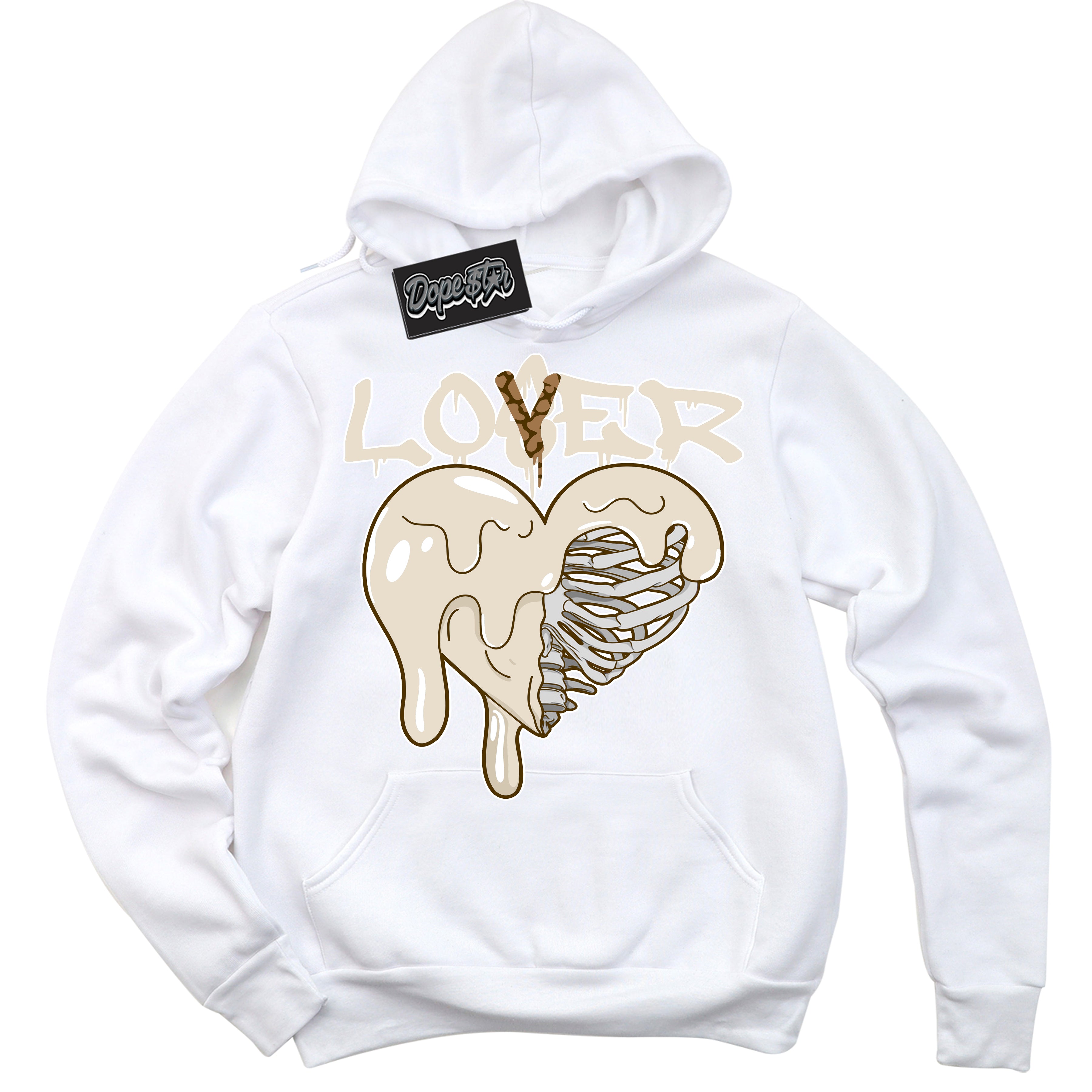 Cool White Graphic DopeStar Hoodie with “ Lover Loser “ print, that perfectly matches Palomino 3s sneakers
