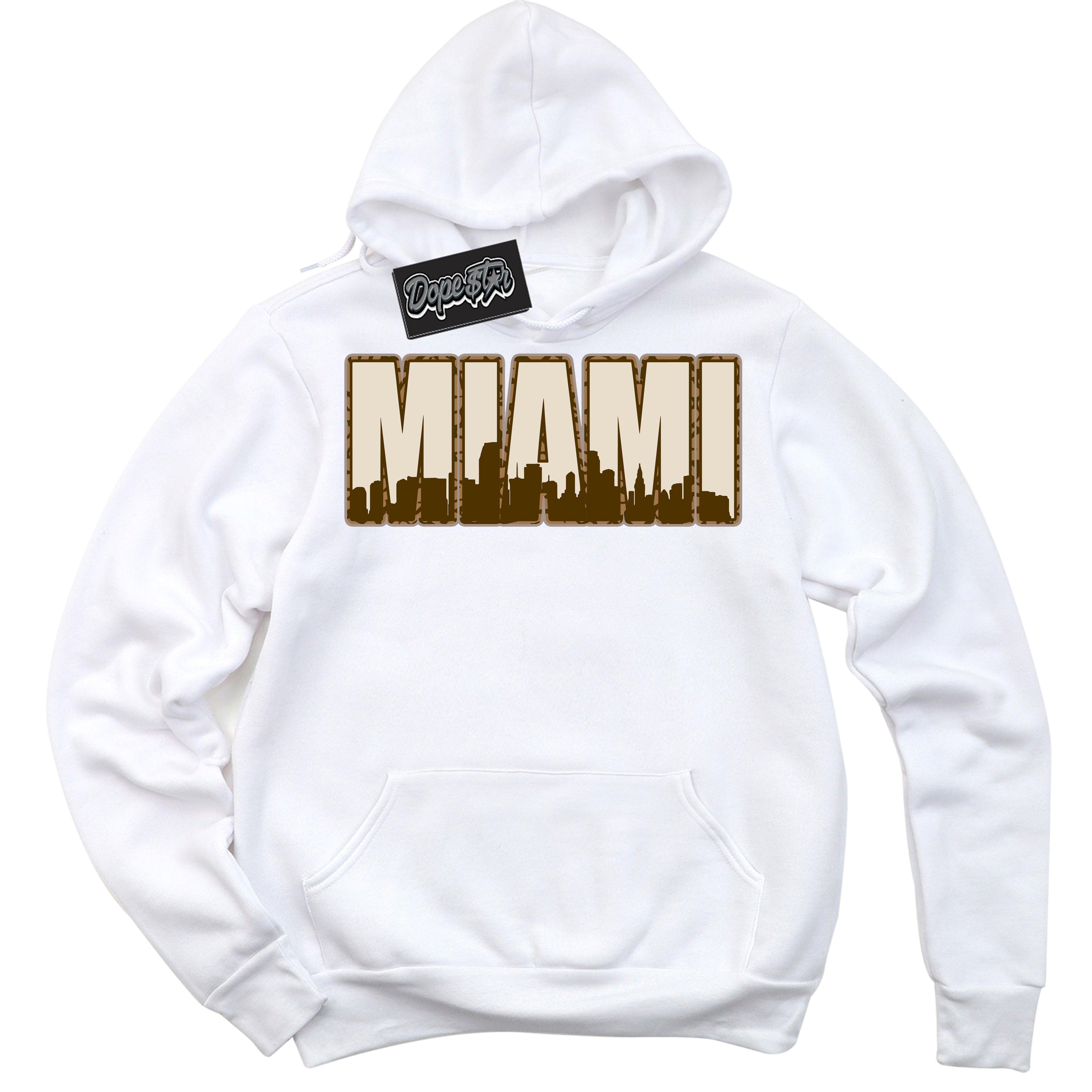 Cool White Graphic DopeStar Hoodie with “ Miami “ print, that perfectly matches Palomino 3s sneakers