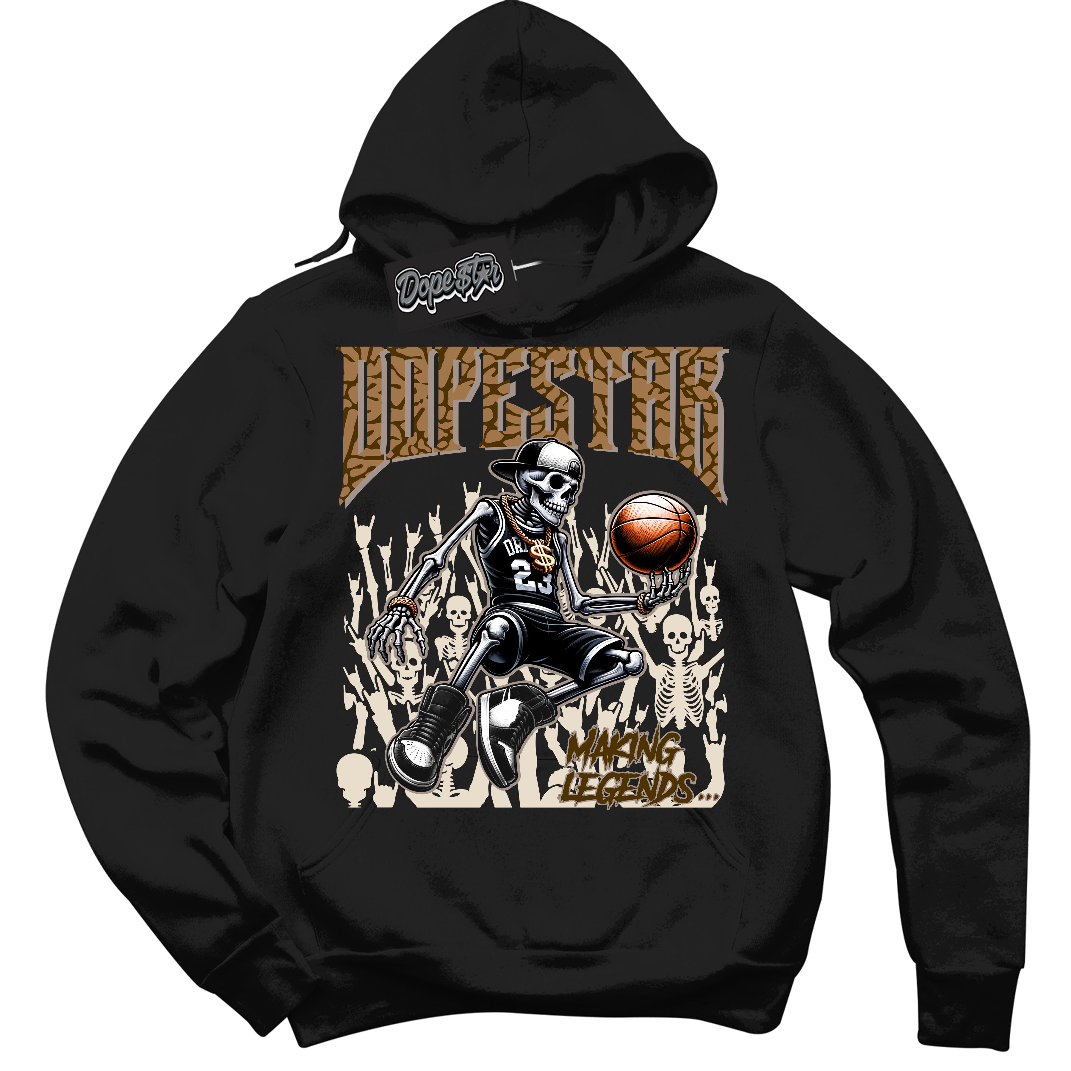 Cool Black Hoodie with “ Making Legends ” design that Perfectly Matches Palomino 3s Sneakers.
