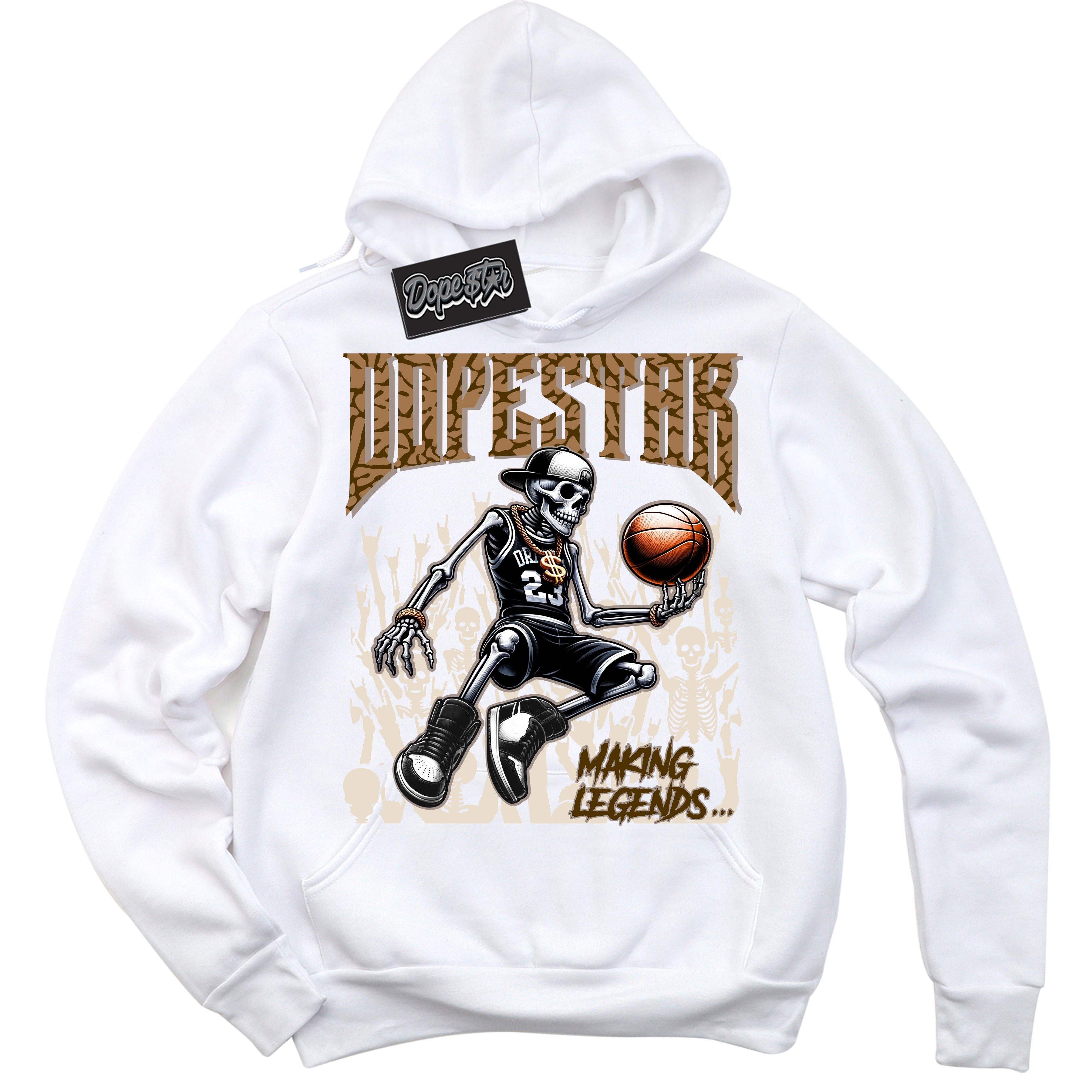 Cool White Hoodie with “ Making Legends ” design that Perfectly Matches Palomino 3s Sneakers.