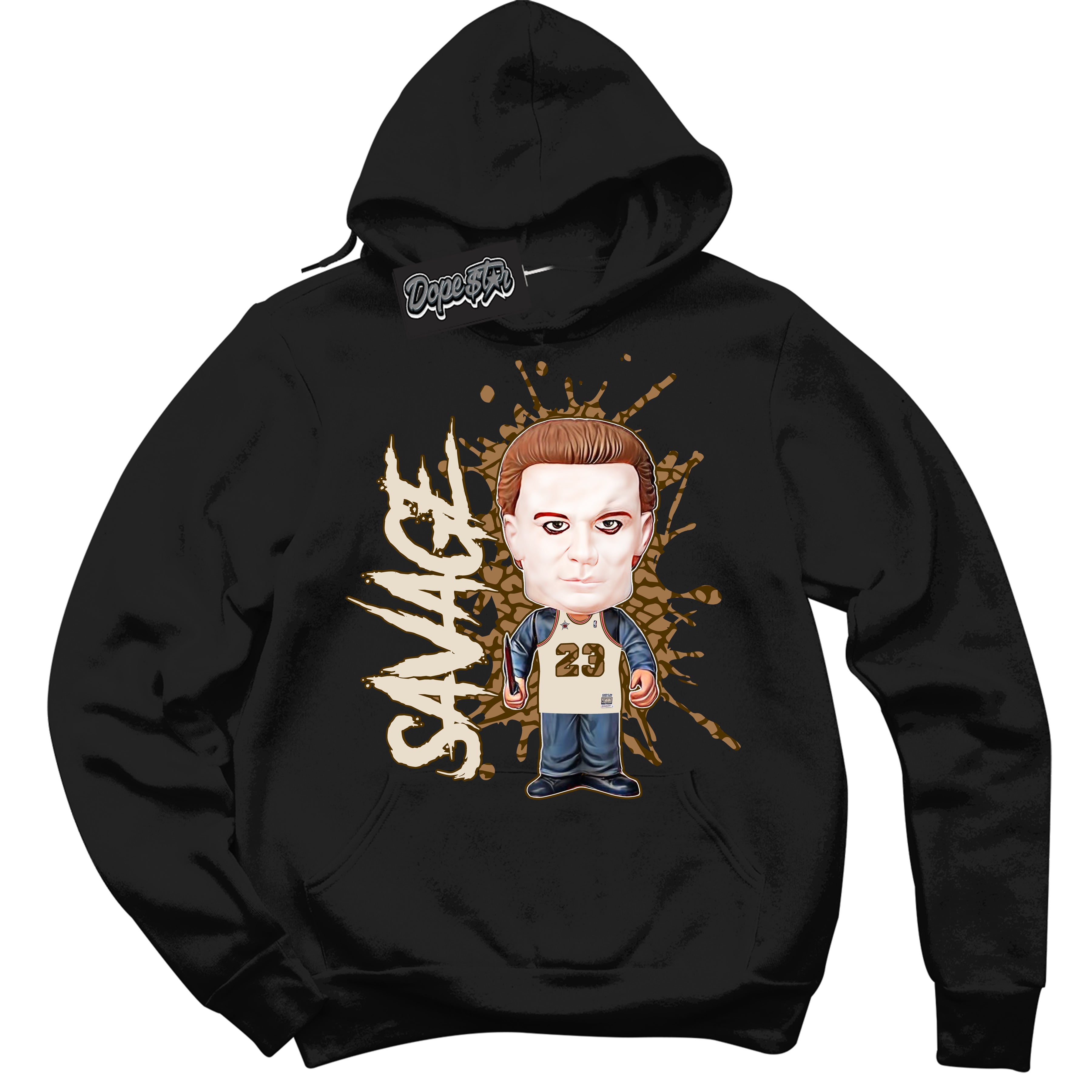 Cool Black Graphic DopeStar Hoodie with “ Michael Myers Savage “ print, that perfectly matches Palomino 3s sneakers