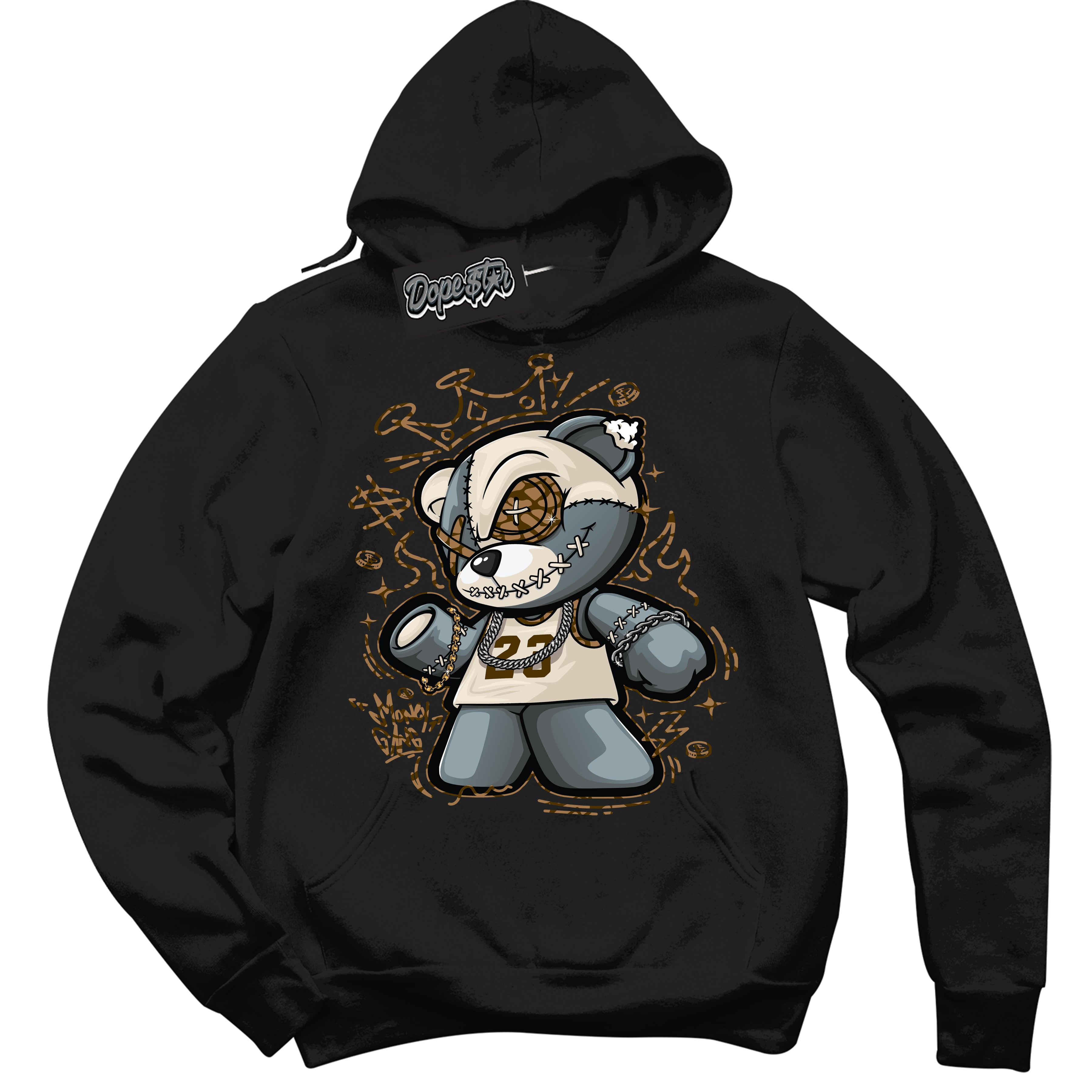 Cool Black Graphic DopeStar Hoodie with “ Money Gang Bear “ print, that perfectly matches Palomino 3s sneakers