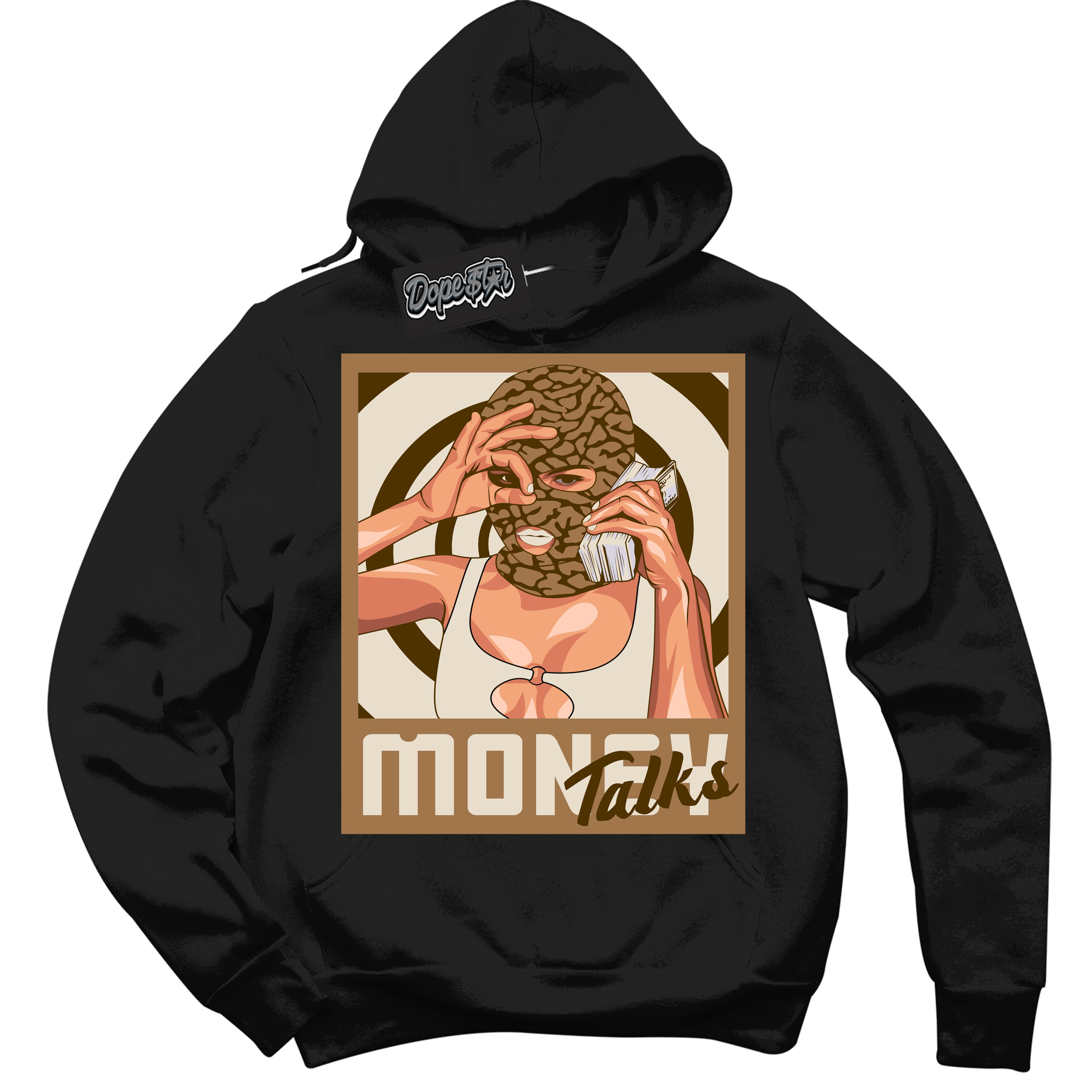 Cool Black Graphic DopeStar Hoodie with “ Money Talks “ print, that perfectly matches Palomino 3s sneakers