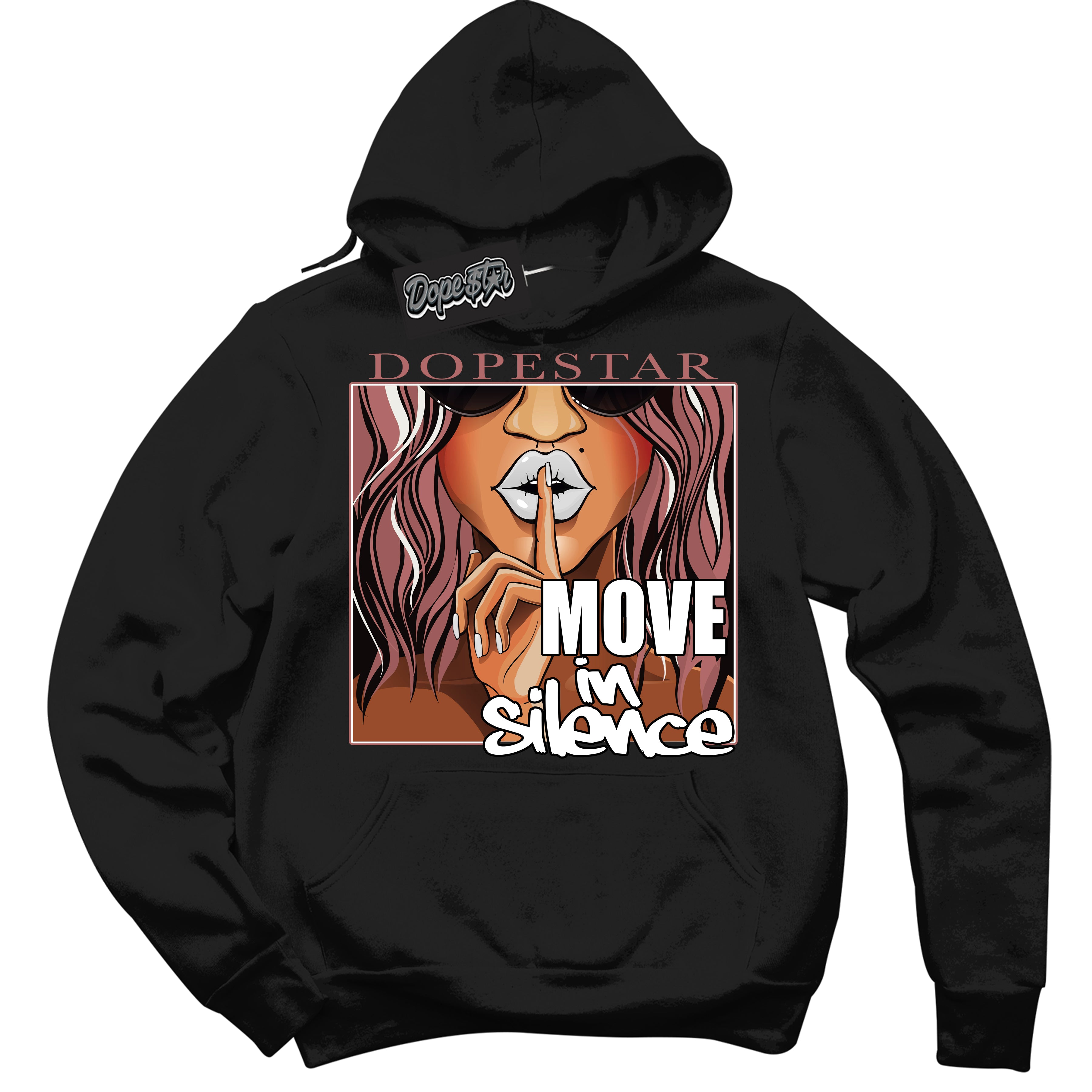 Cool Black Graphic DopeStar Hoodie with “ Move In Silence “ print, that perfectly matches Palomino 3s sneakers