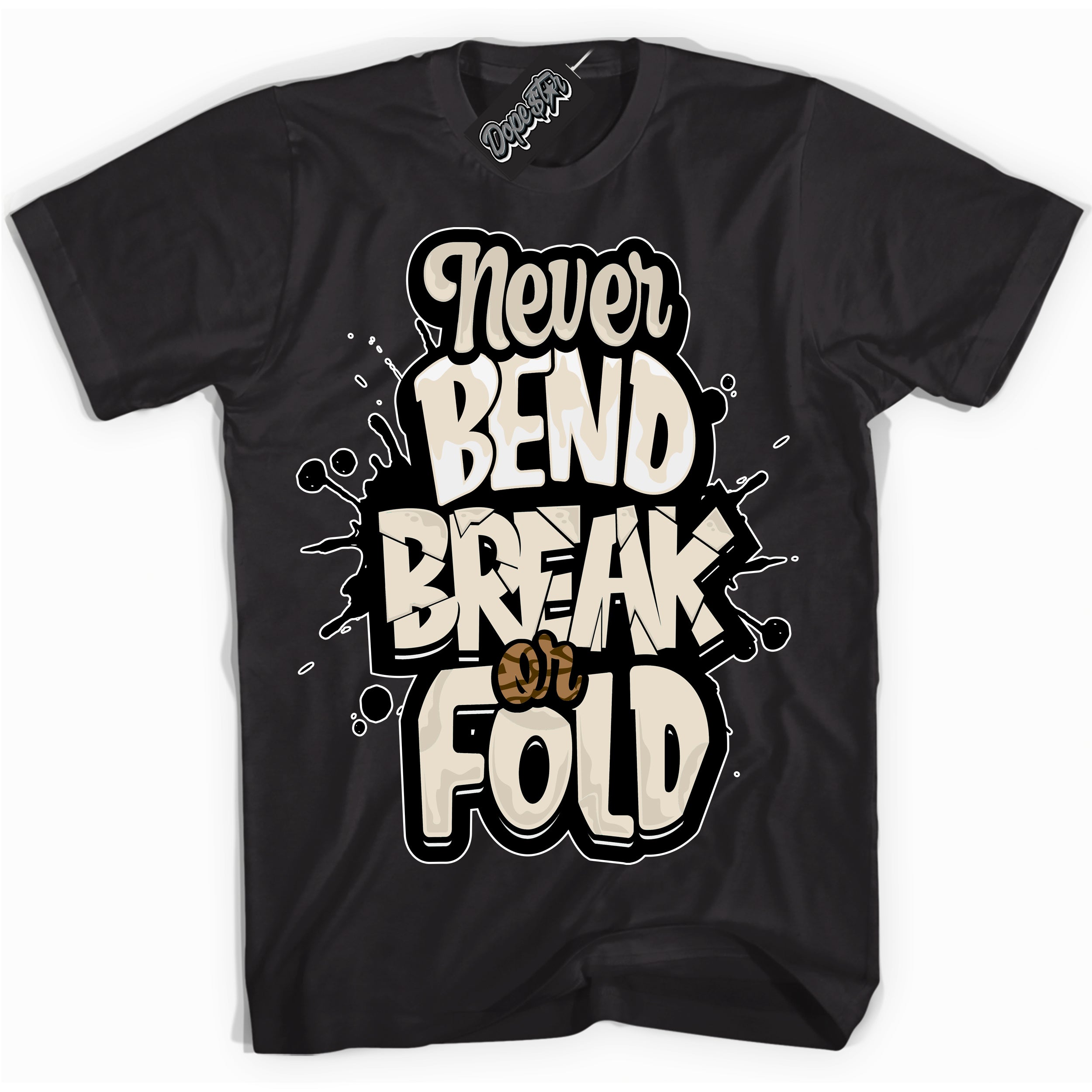 Cool Black graphic tee with “ Never Bend Break Or Fold ” design, that perfectly matches Palomino 3s sneakers