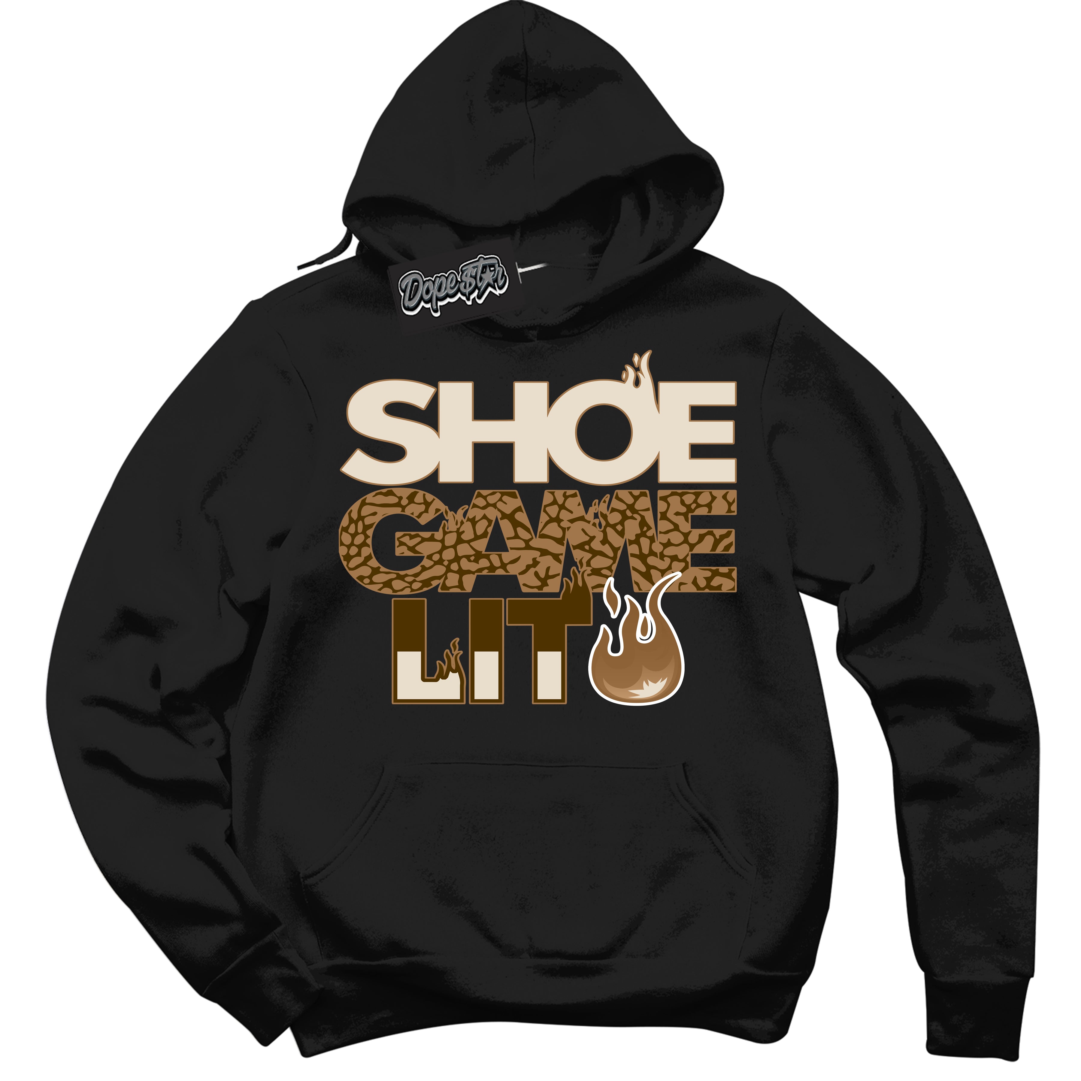 Cool Black Hoodie with “ Shoe Game Lit '' design that Perfectly Matches Palomino 3s Sneakers.