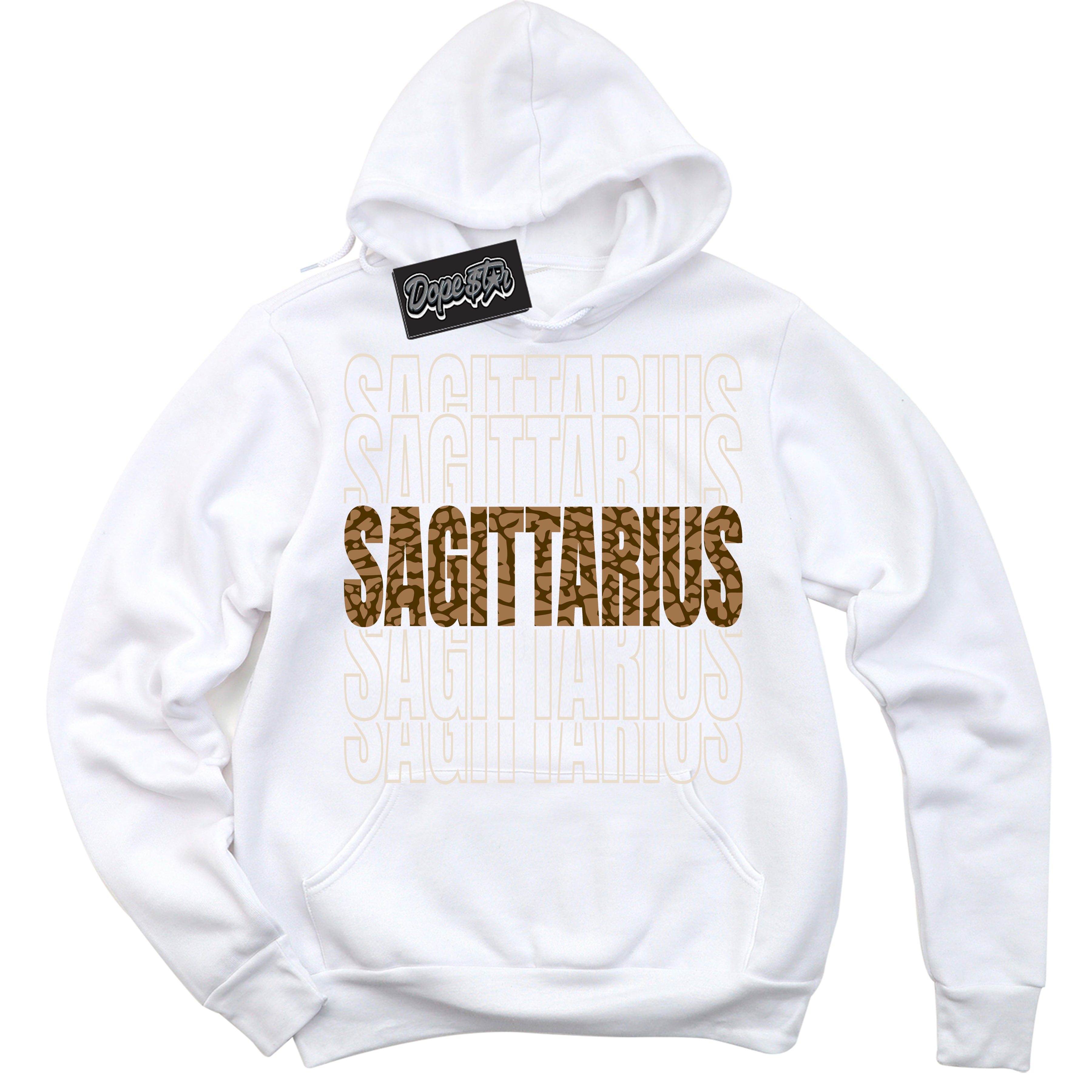 Cool White Graphic DopeStar Hoodie with “ Sagittarius “ print, that perfectly matches Palomino 3s sneakers