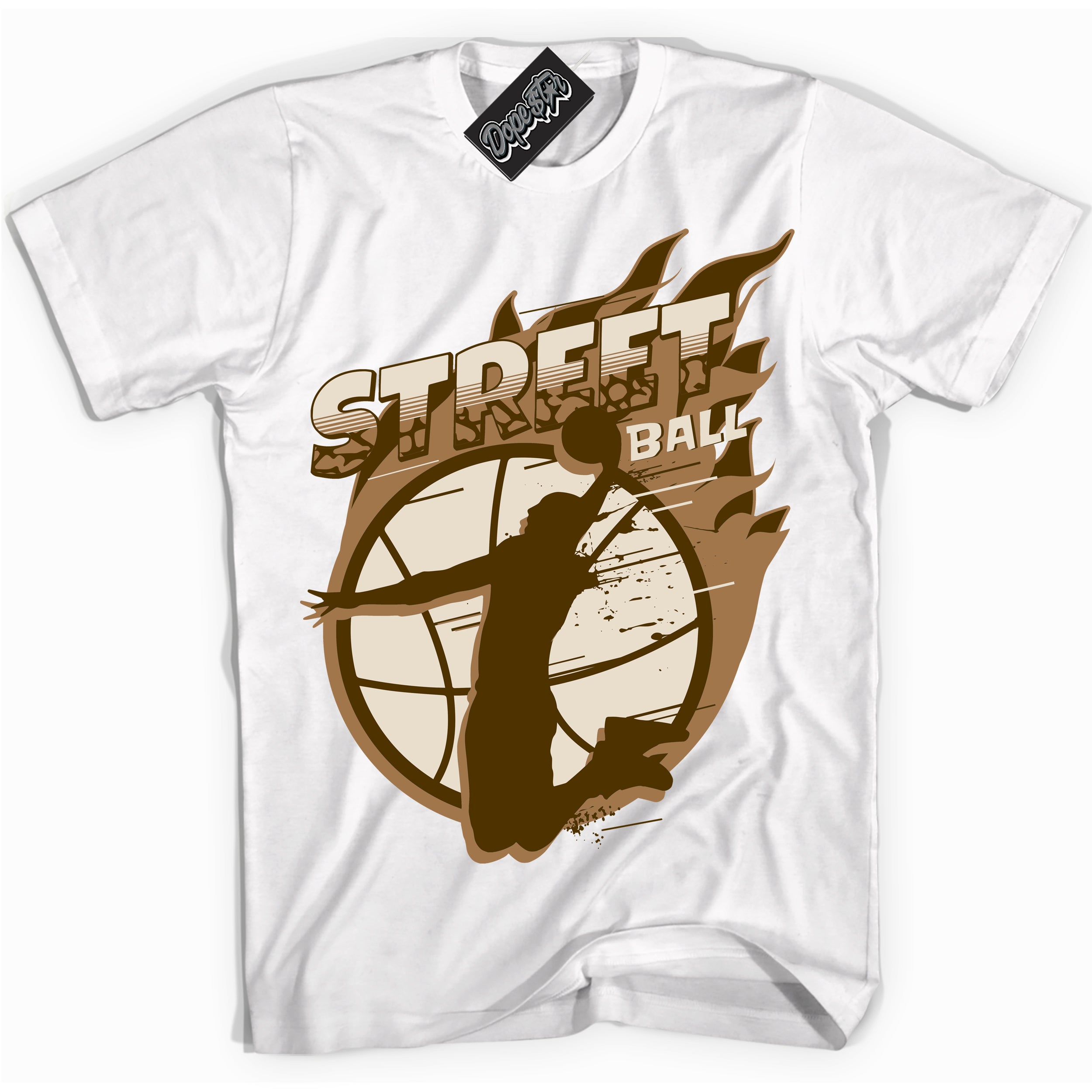Cool White graphic tee with “ Street Ball ” design, that perfectly matches Palomino 3s sneakers