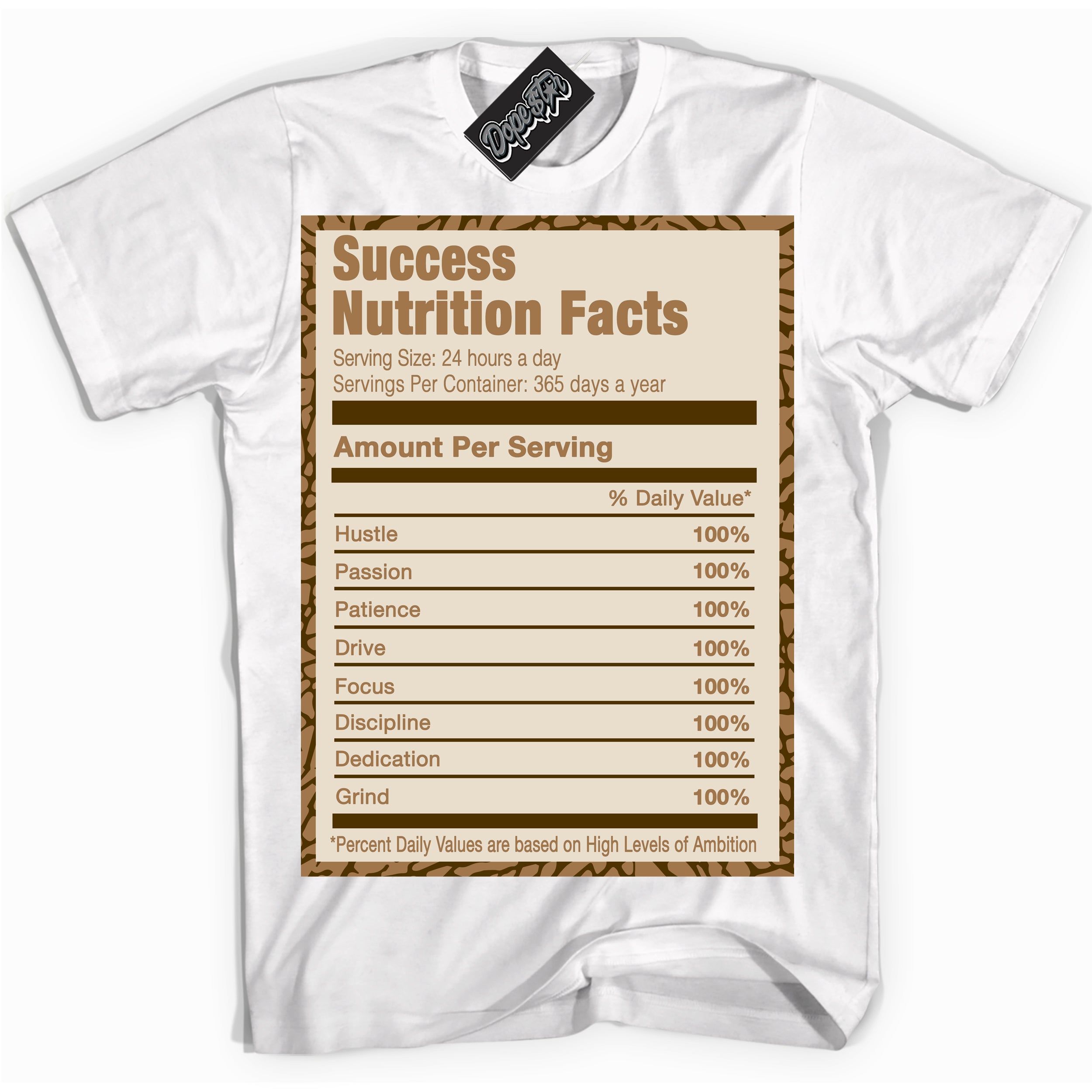 Cool White graphic tee with “ Success Nutrition ” design, that perfectly matches Palomino 3s sneakers