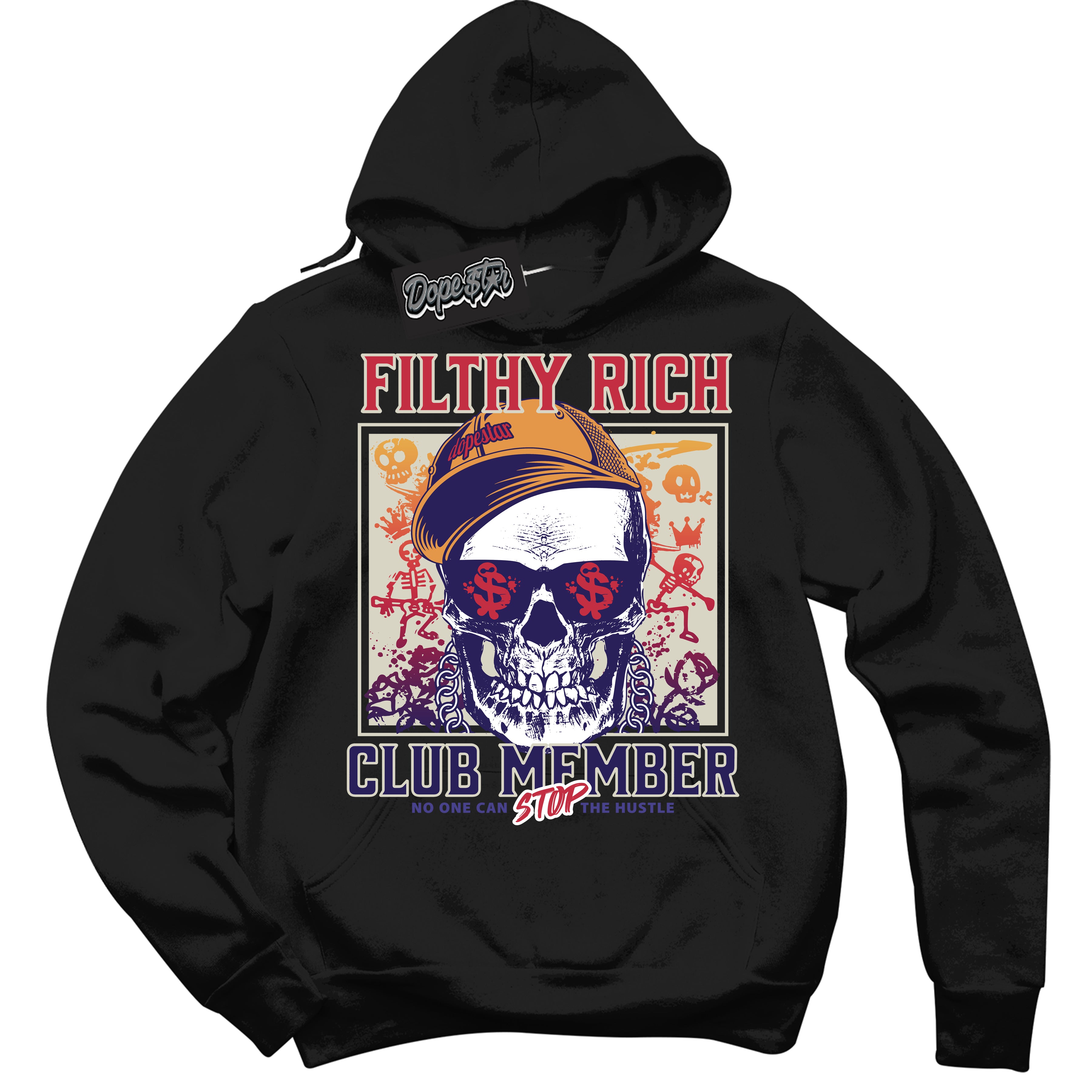 Cool Black Hoodie with “ Filthy Rich ” design that Perfectly Matches J Balvin Medellin Sunset 3s Sneakers.