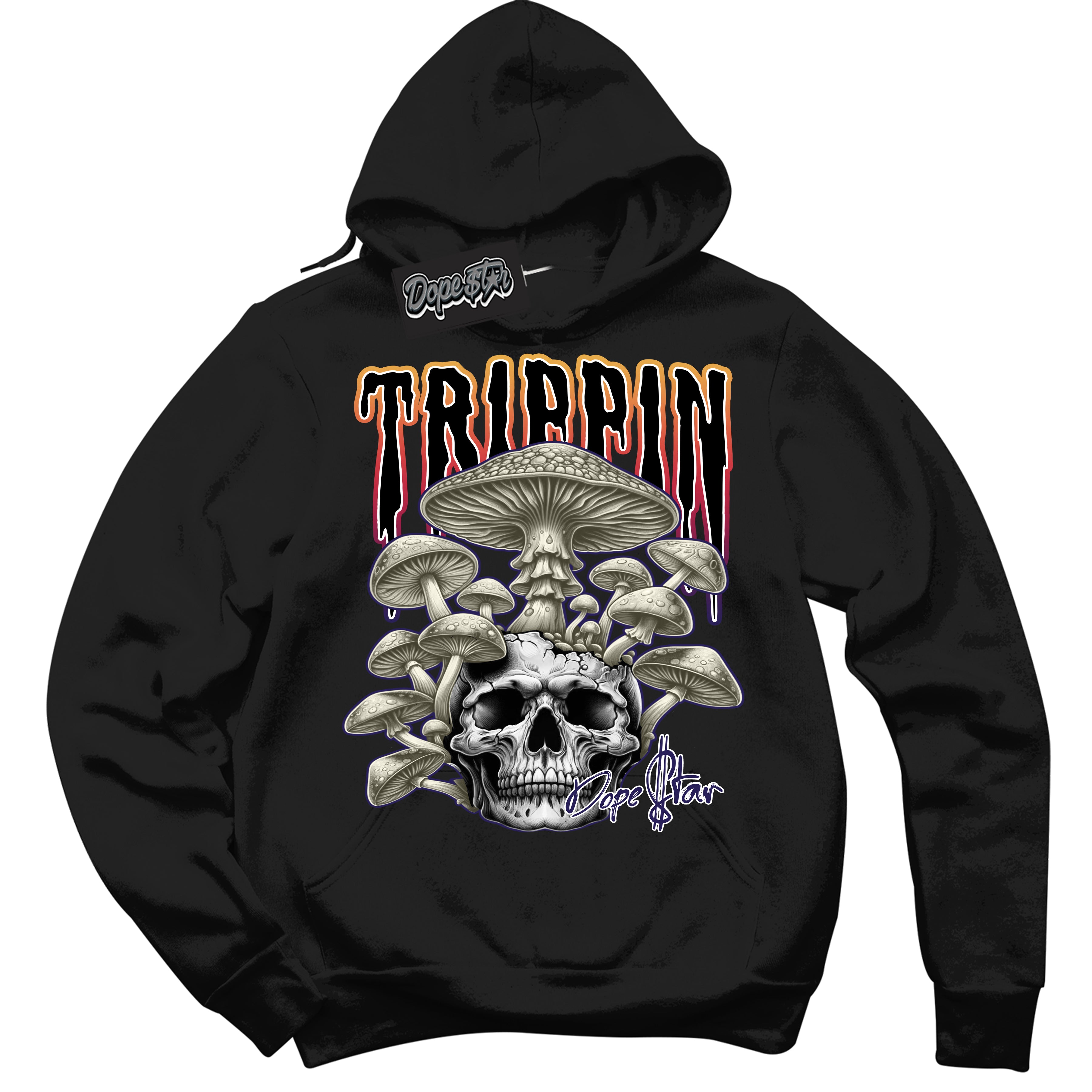 Cool Black Hoodie with “ Trippin” design that Perfectly Matches J Balvin Sunset 3s Sneakers.