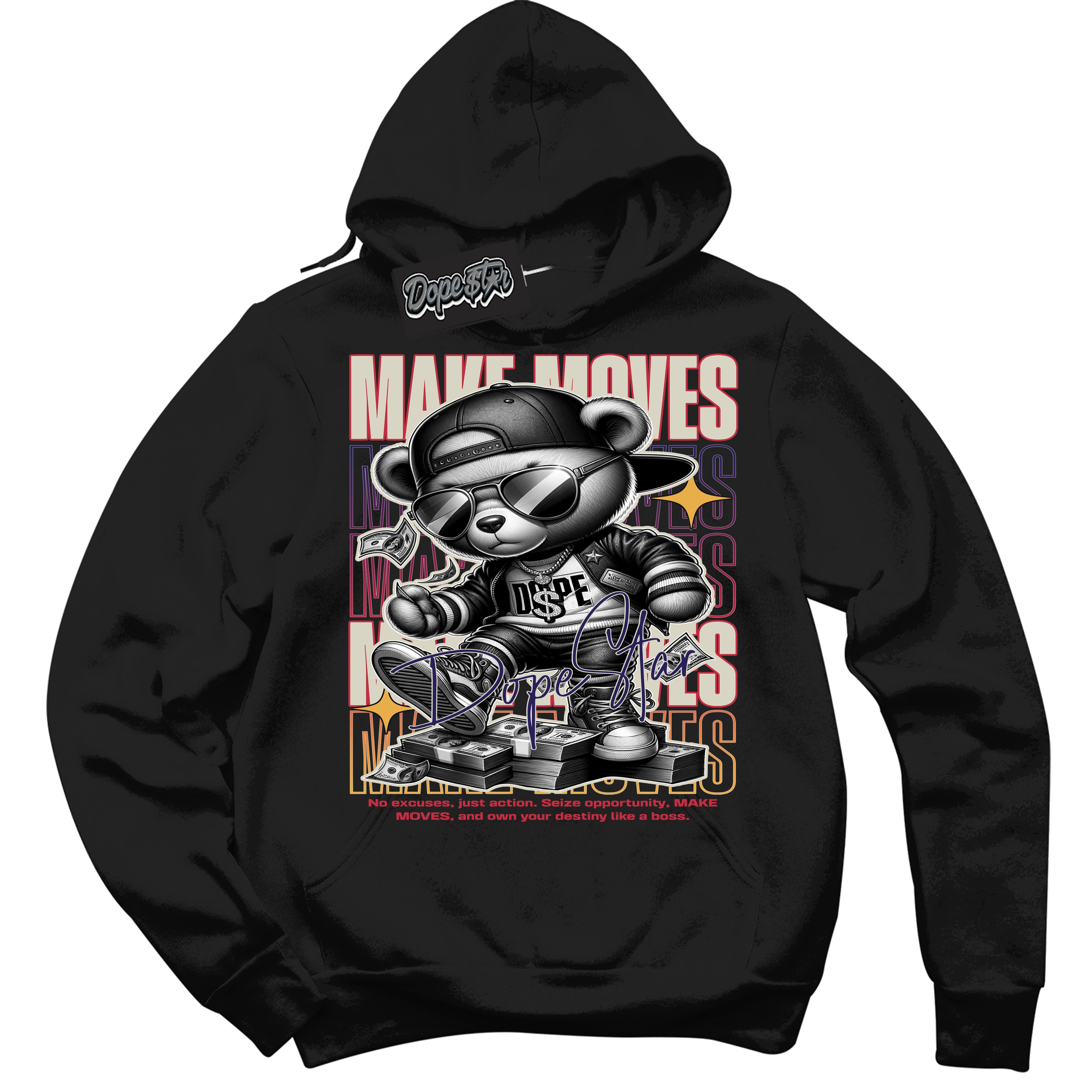 Cool Black Hoodie with “ Makin Moves ” design that Perfectly Matches J Balvin Medellin Sunset 3s Sneakers.