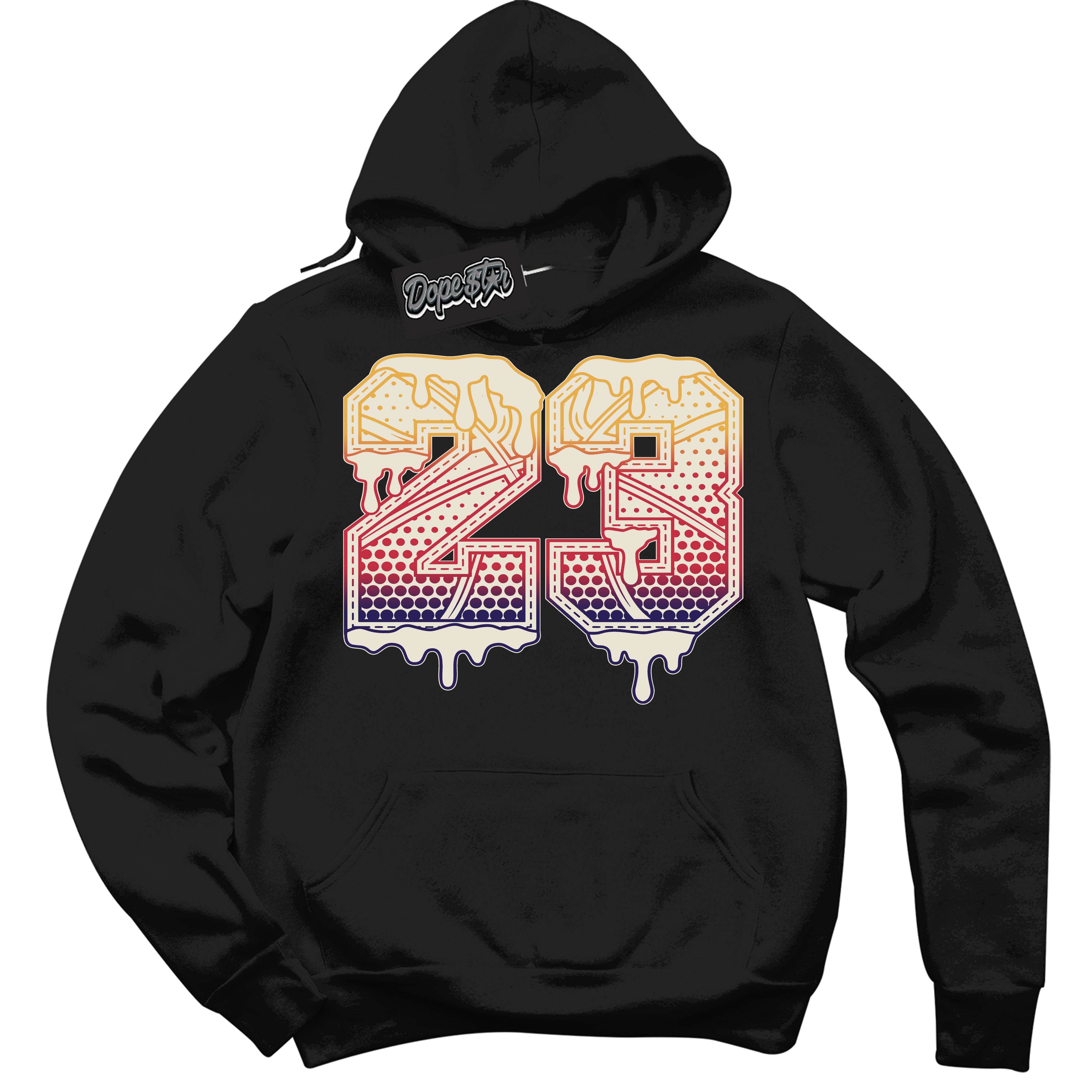 Cool Black Hoodie with “ 23 Ball ” design that Perfectly Matches J Balvin Sunset 3s Jordans.