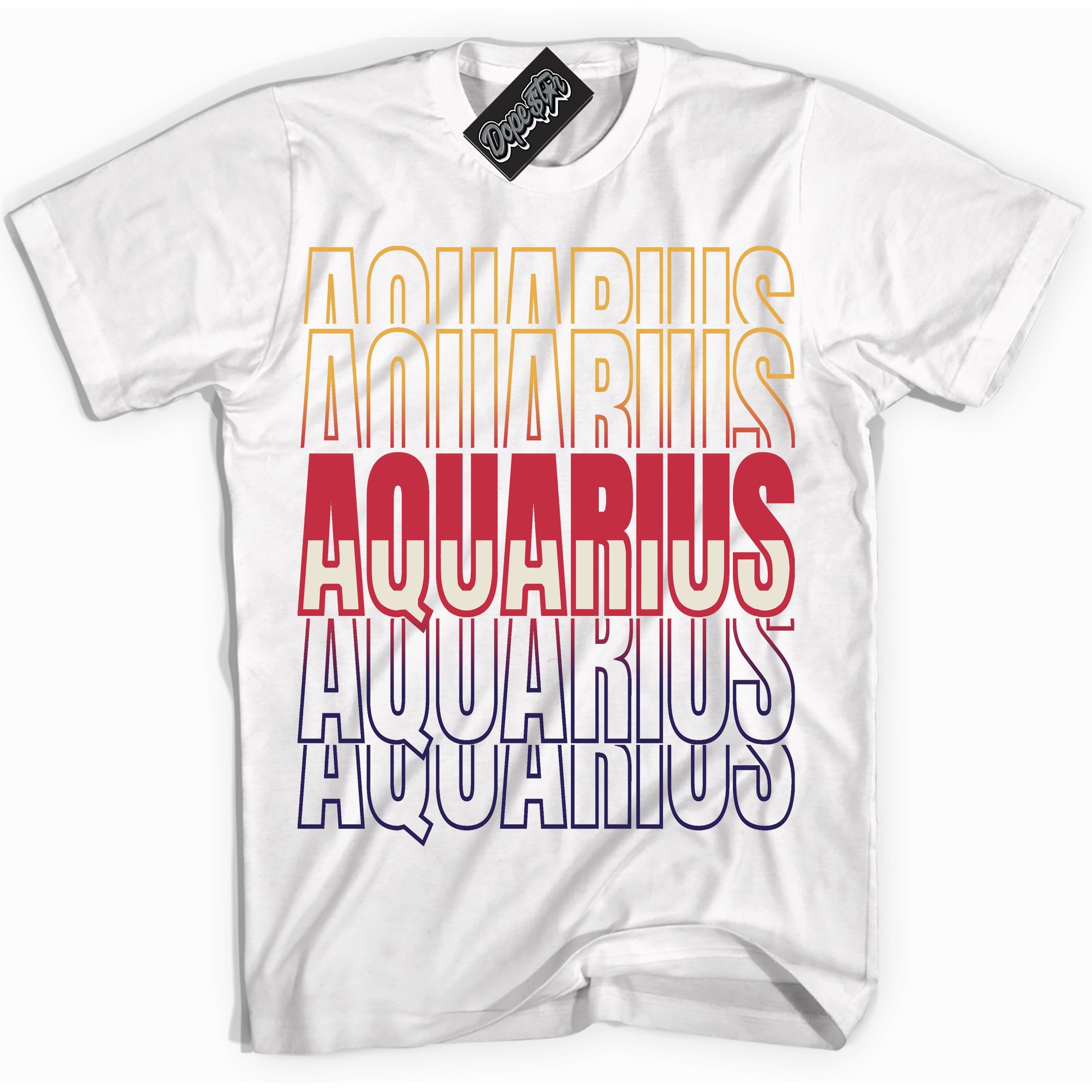 Cool White Shirt with “ Aquarius” design that perfectly matches J Balvin Sunset 3s Jordans.