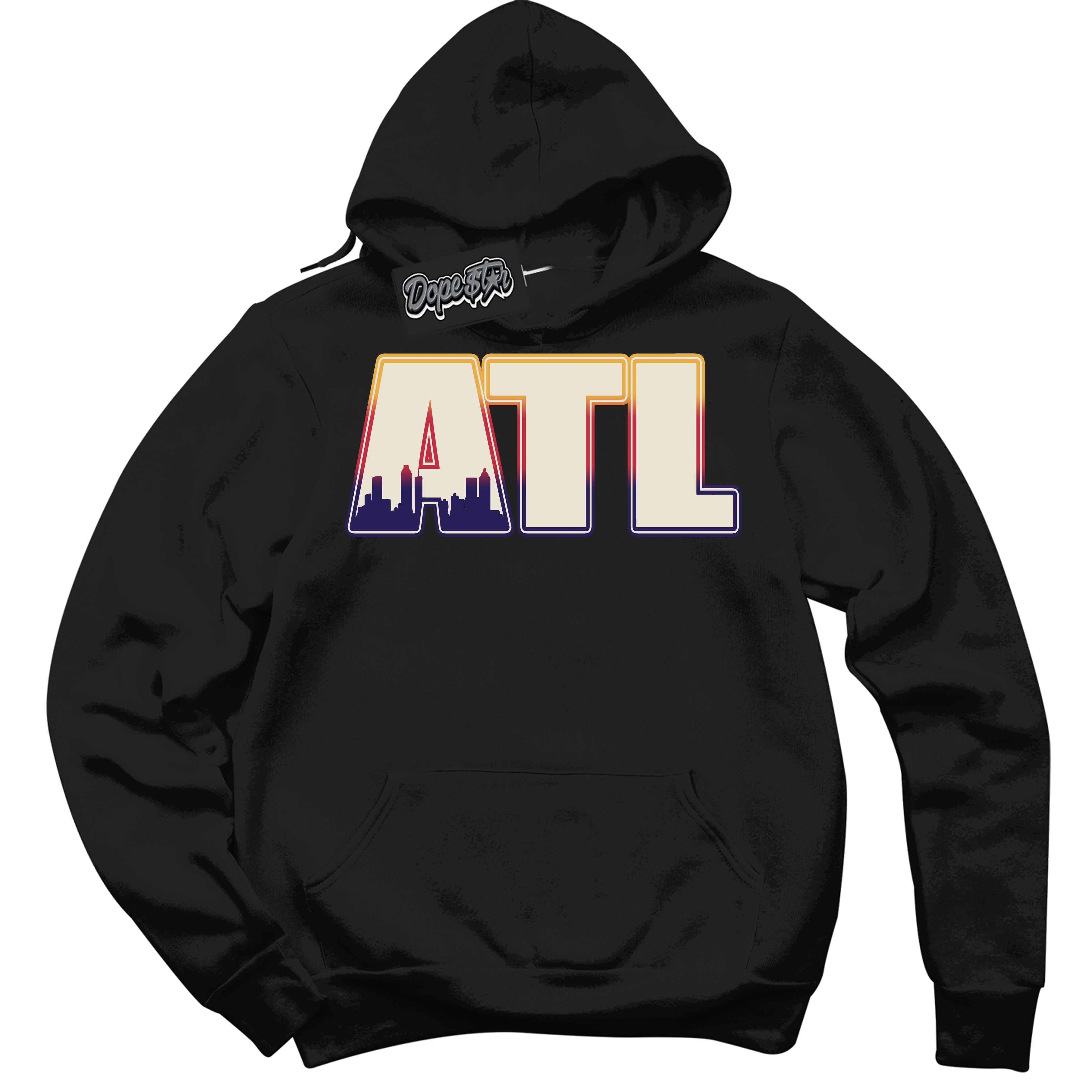 Cool Black Hoodie with “ Atlanta ” design that Perfectly Matches J Balvin Sunset 3s Jordans.