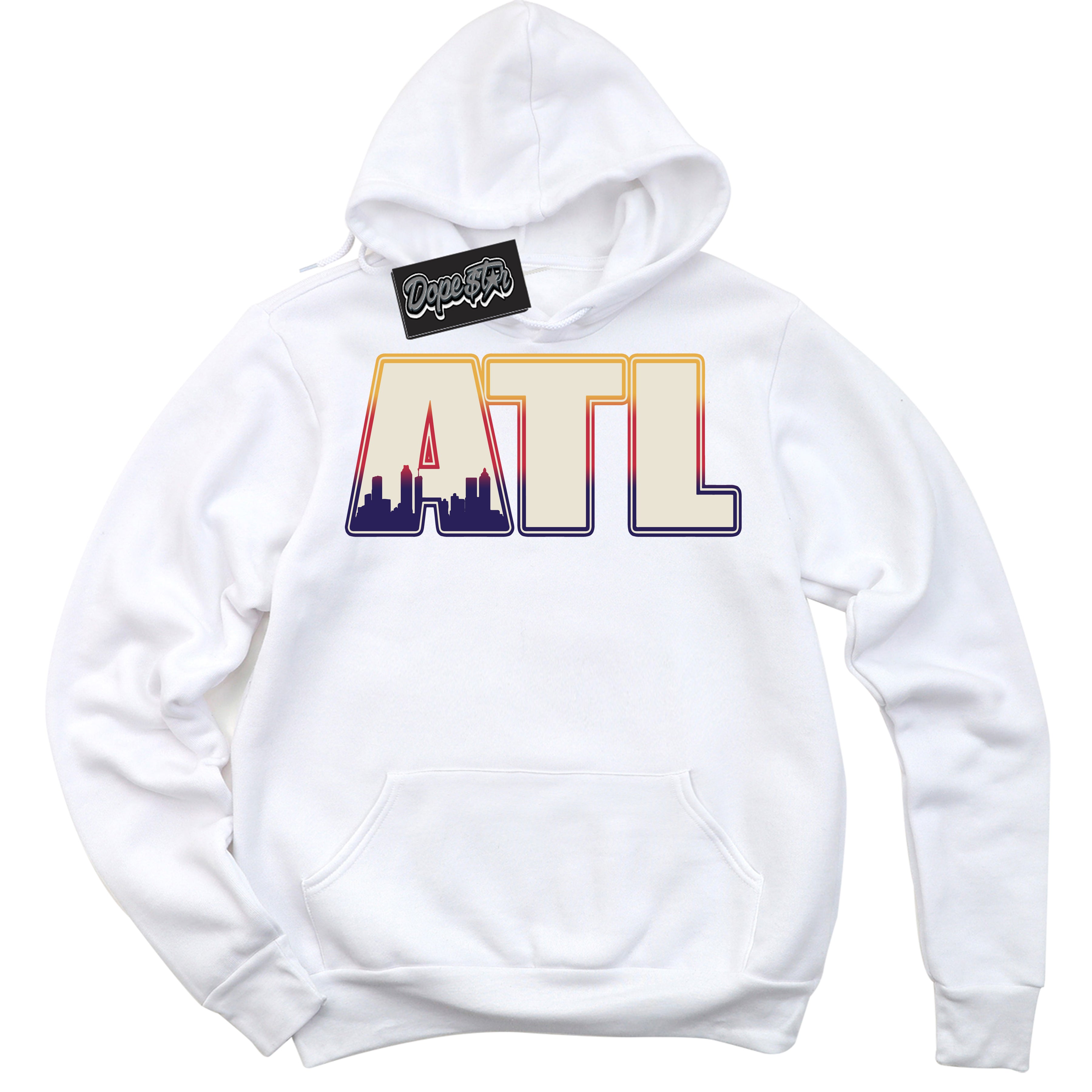 Cool White Hoodie with “ Atlanta ” design that Perfectly Matches J Balvin Sunset 3s Jordans.