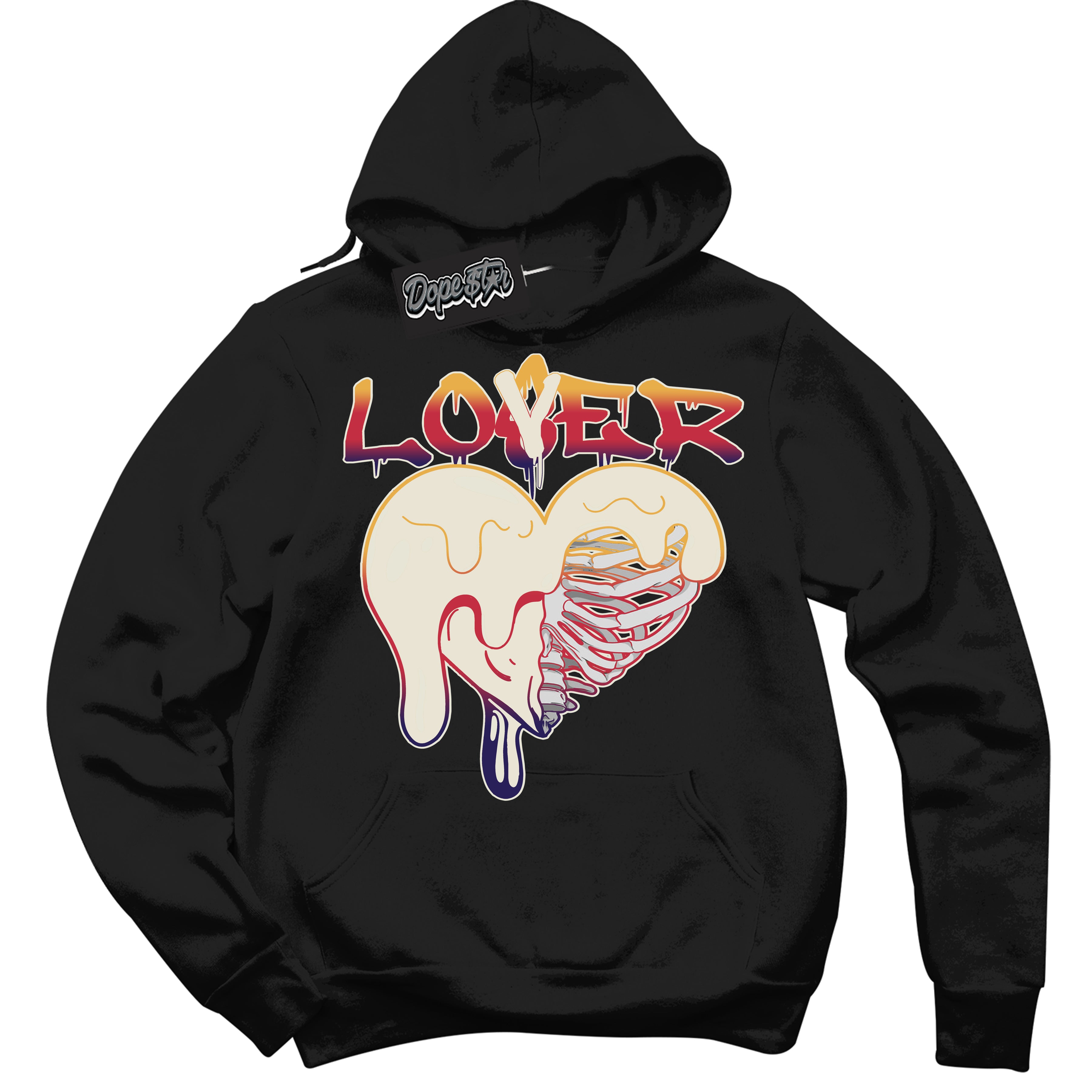 Cool Black Hoodie with “ Lover Loser ” design that Perfectly Matches J Balvin Sunset 3s Jordans.