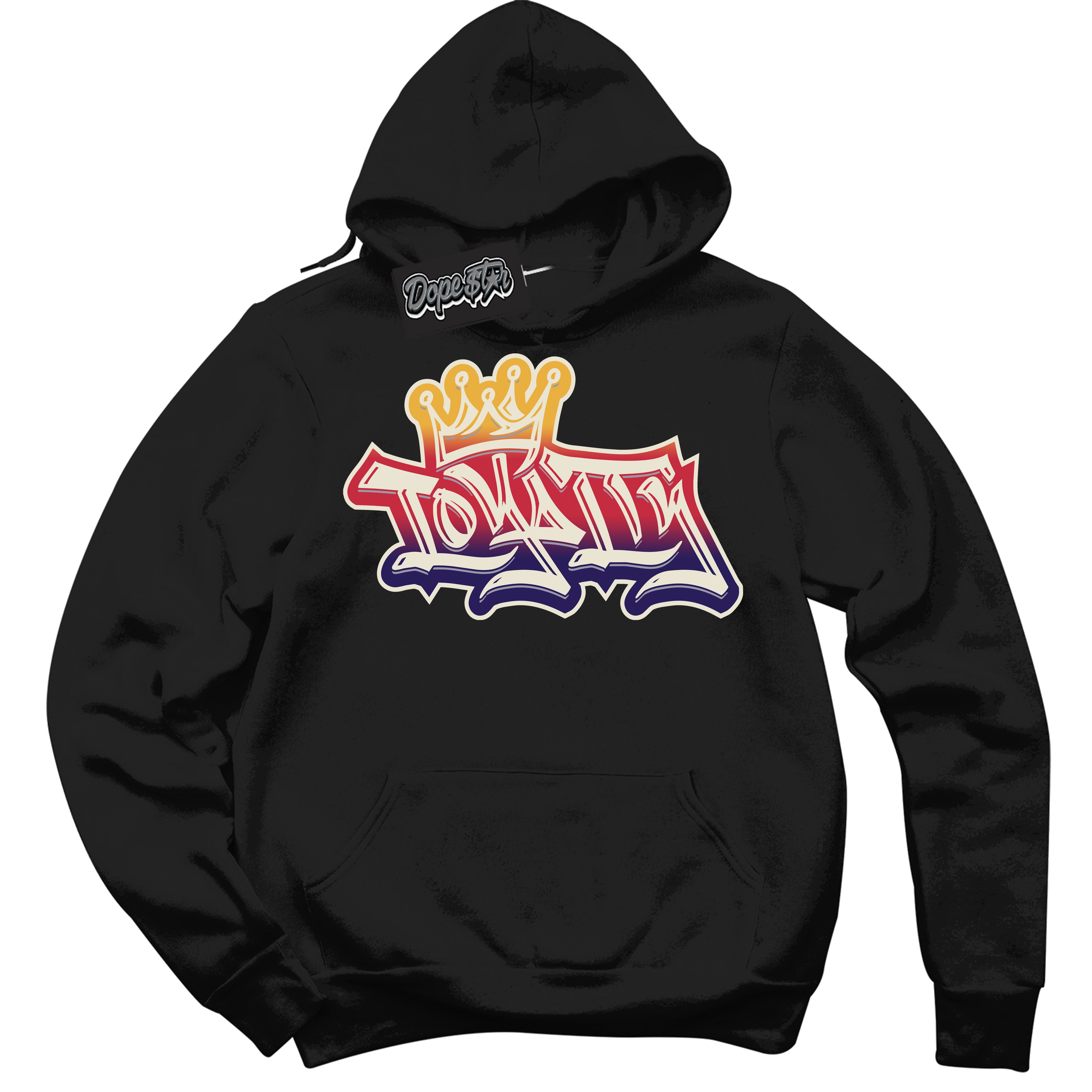 Cool Black Hoodie with “ Loyalty Crown ” design that Perfectly Matches J Balvin Sunset 3s Jordans.