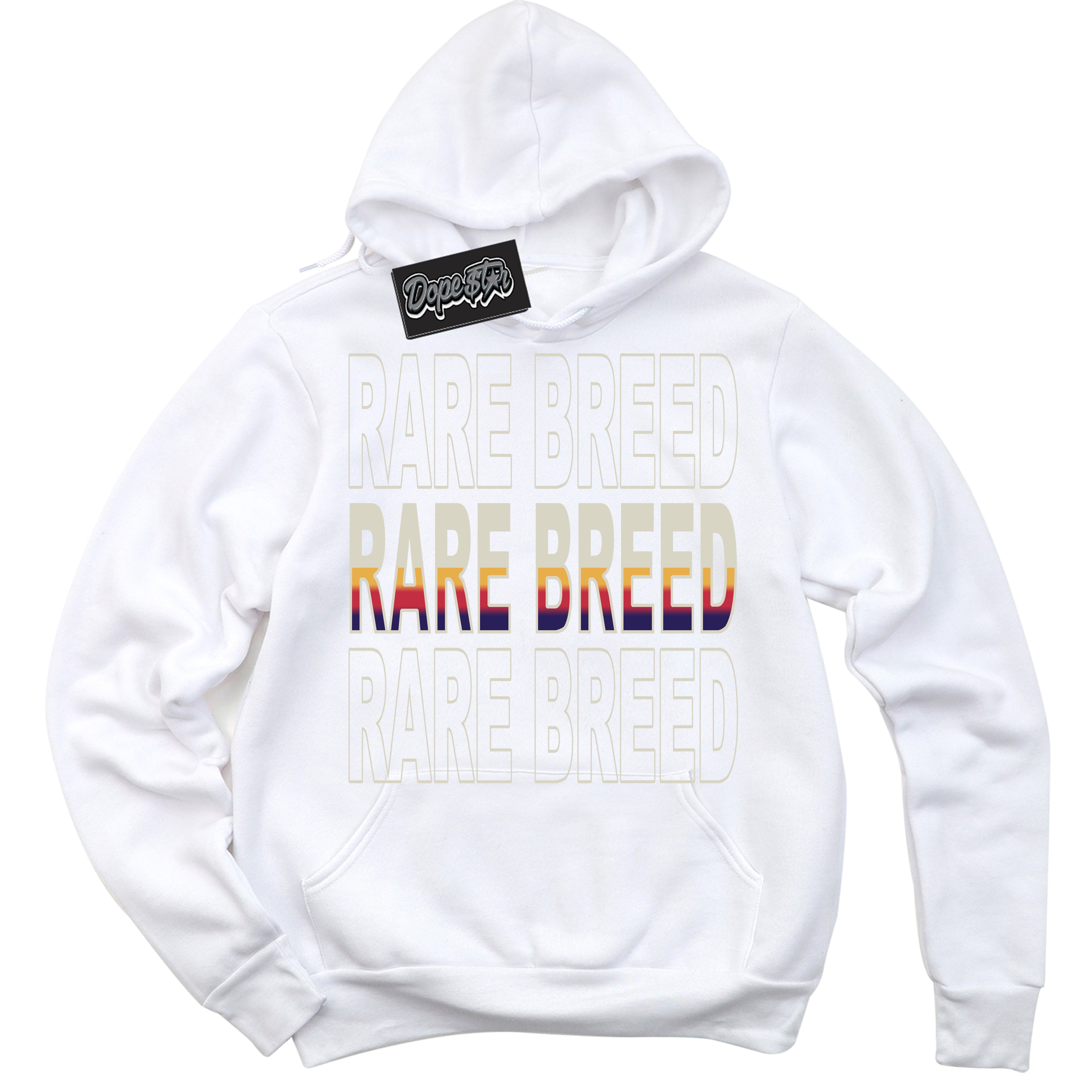 Cool White Hoodie with “ Rare Breed ” design that Perfectly Matches J Balvin Sunset 3s Jordans.