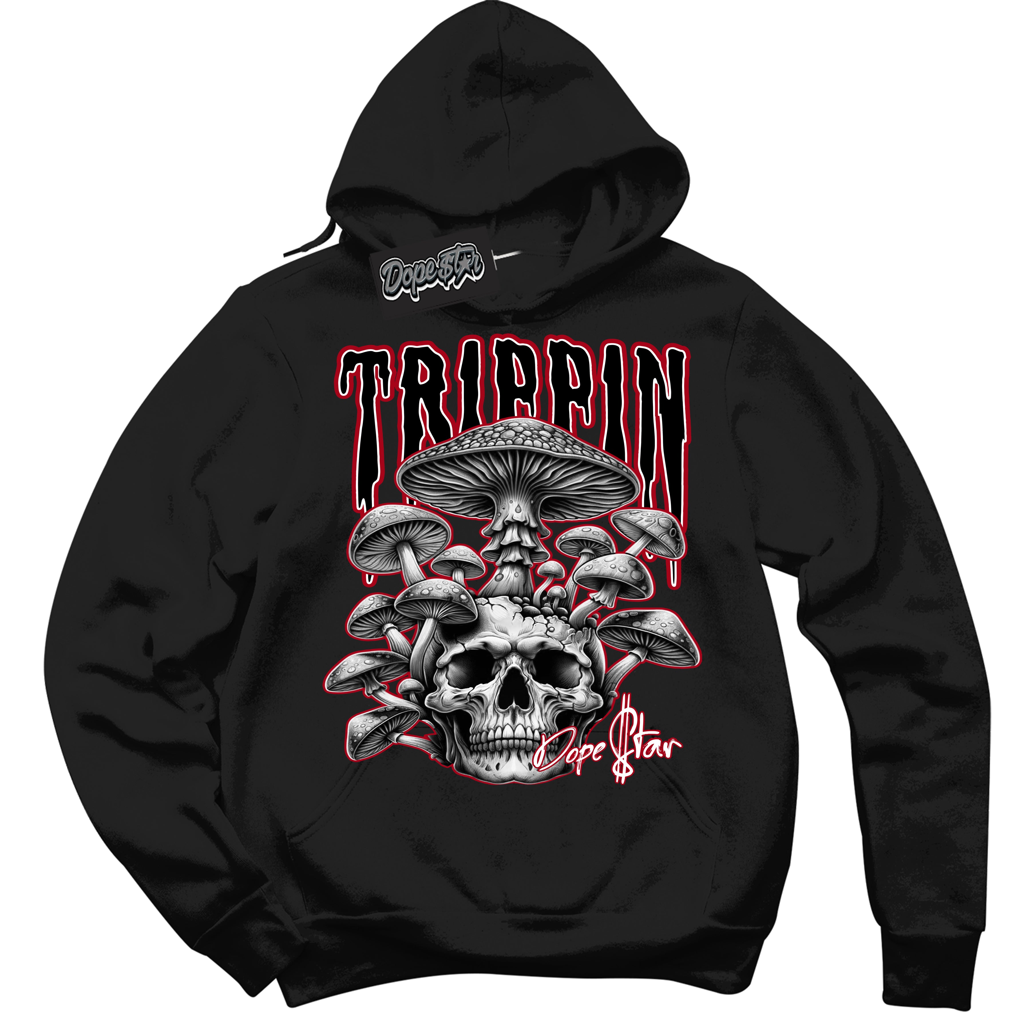 Cool Black Hoodie with “ Trippin” design that Perfectly Matches Bred Reimagined 4s Sneakers.