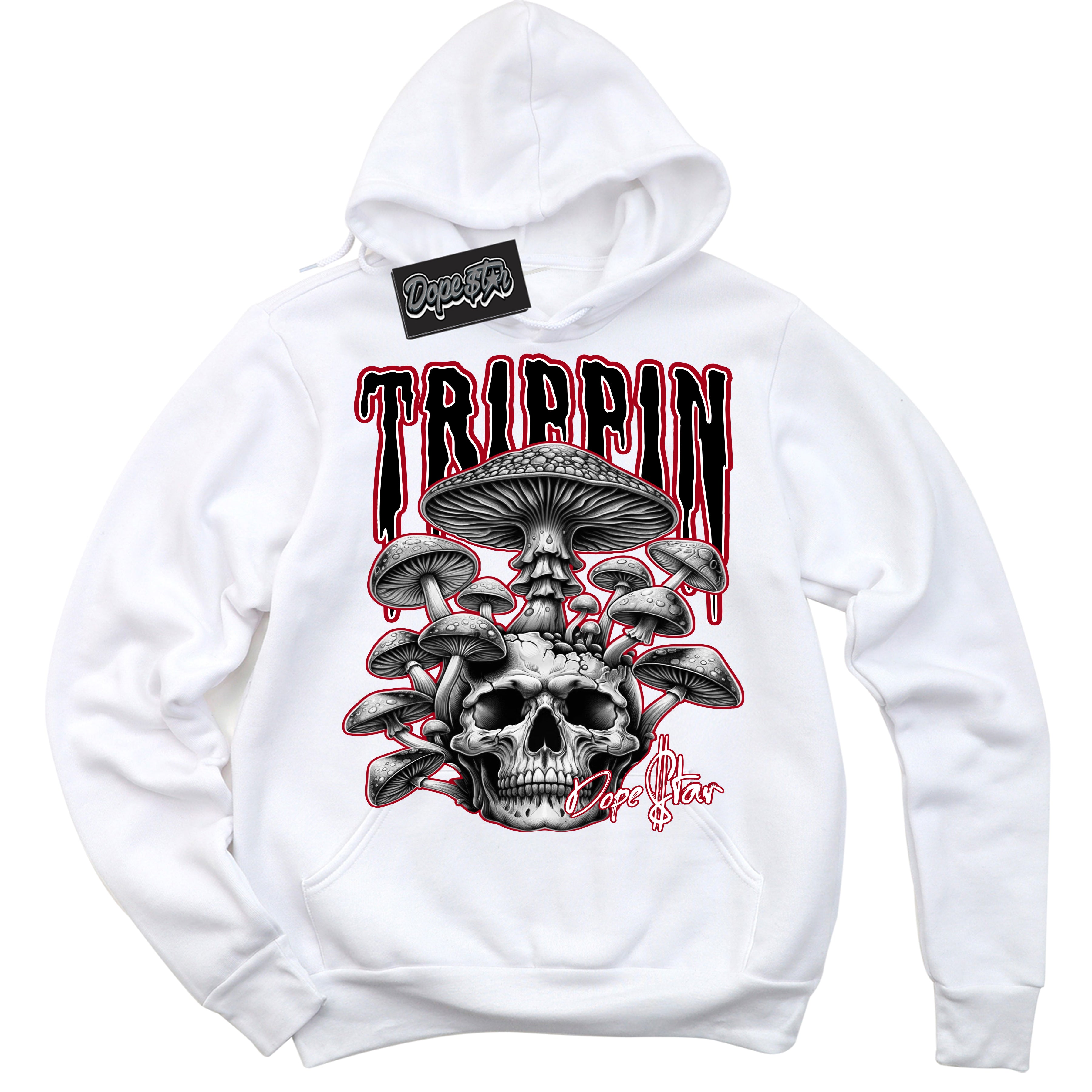 Cool White Hoodie with “ Trippin” design that Perfectly Matches Bred Reimagined 4s Sneakers.