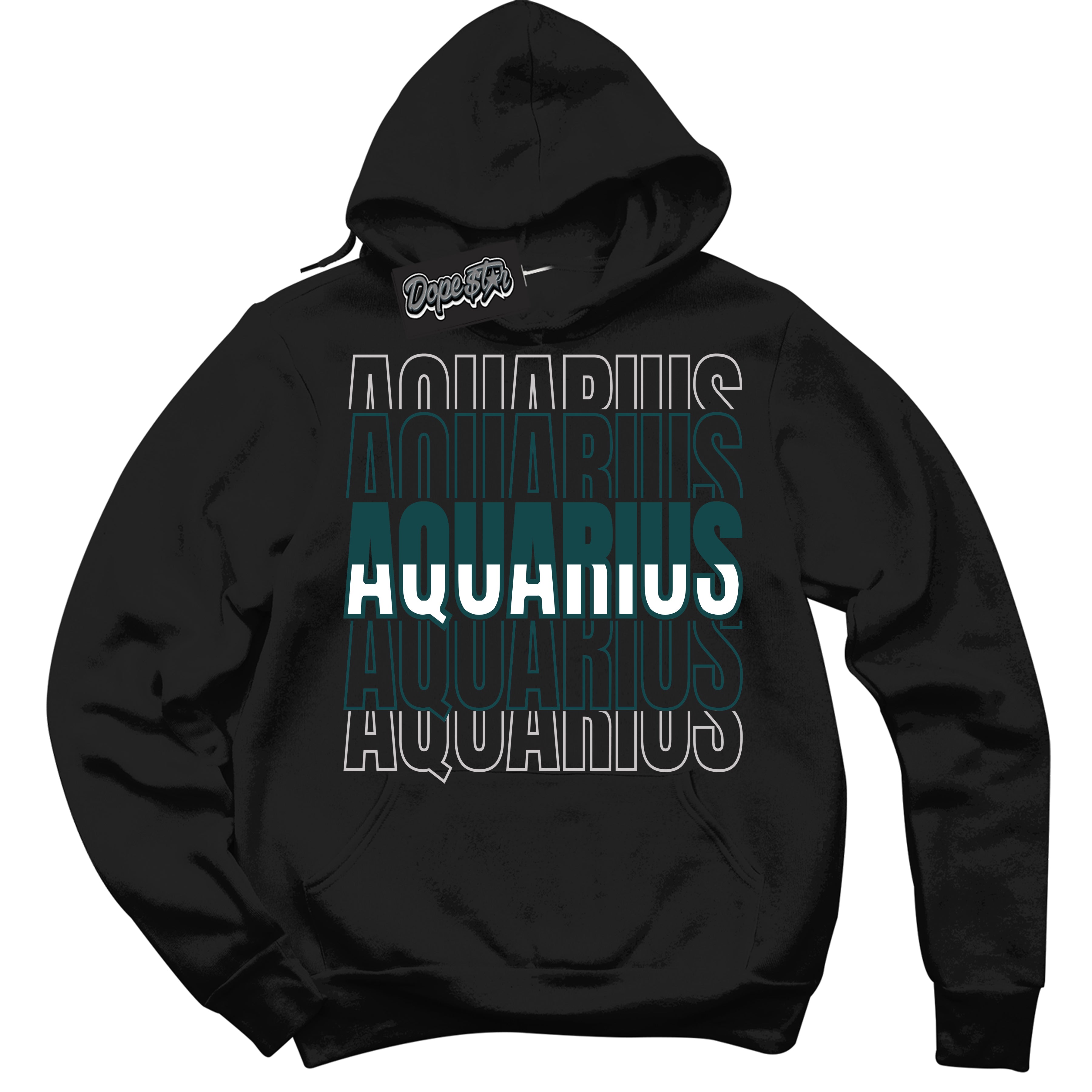 Cool Black Hoodie with “ Aquarius ” design that Perfectly Matches Oxidized Green 4s Jordans.