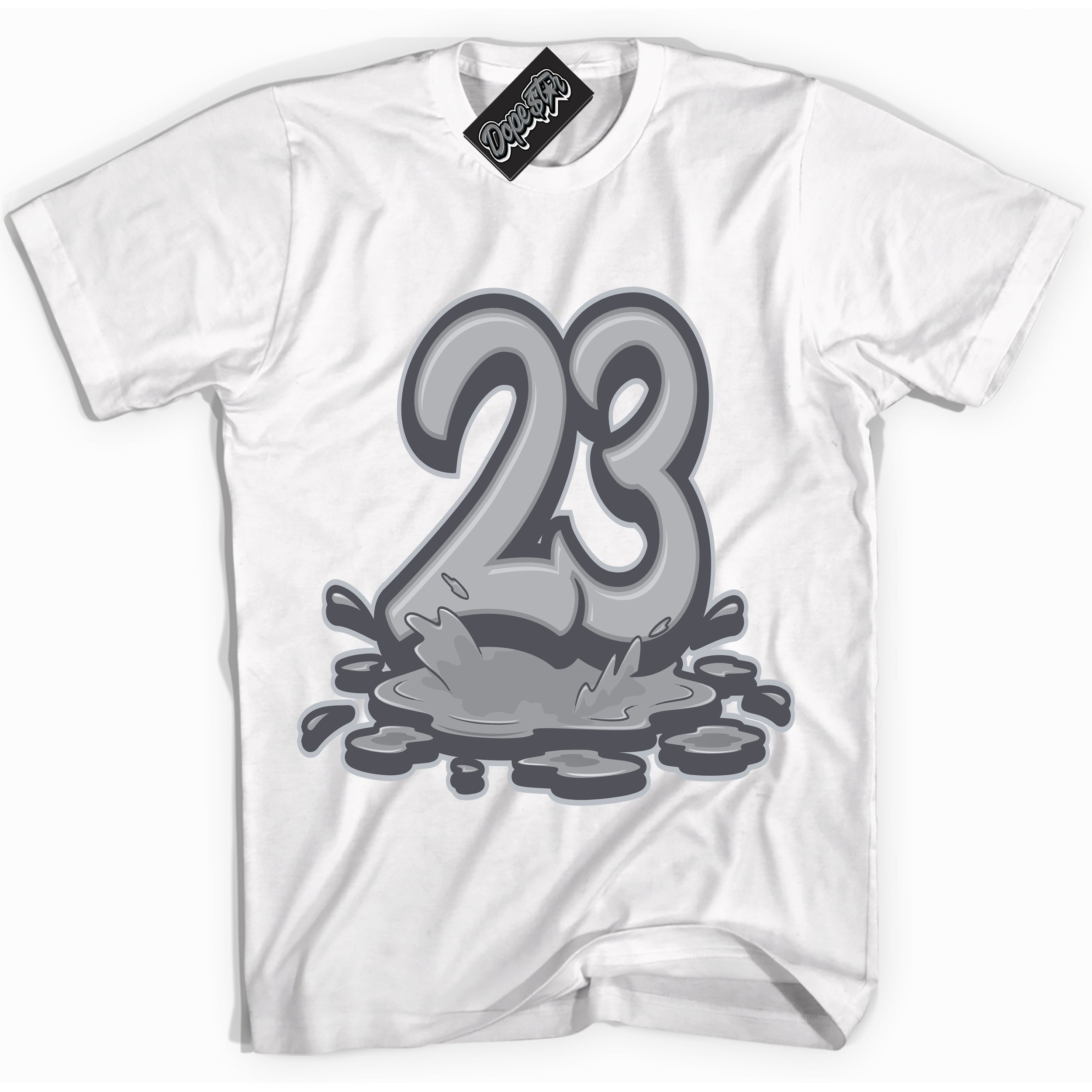 Cool White Shirt with “ 23 Melting ” design that perfectly matches Paris Olympics Wet Cement 4s Jordans.