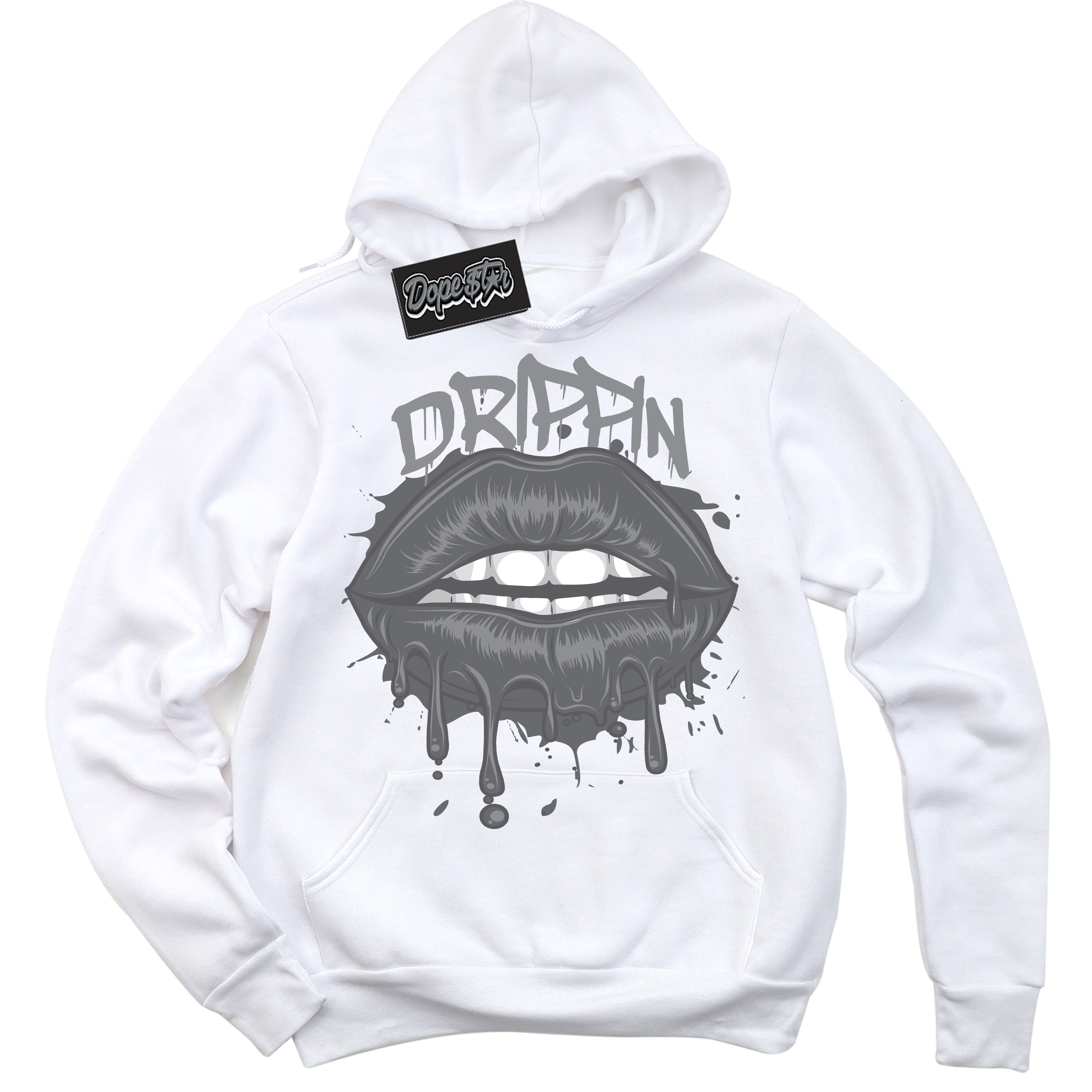 Cool White Hoodie with “ Drippin ” design that Perfectly Matches Paris Olympics Wet Cement 4s Jordans.