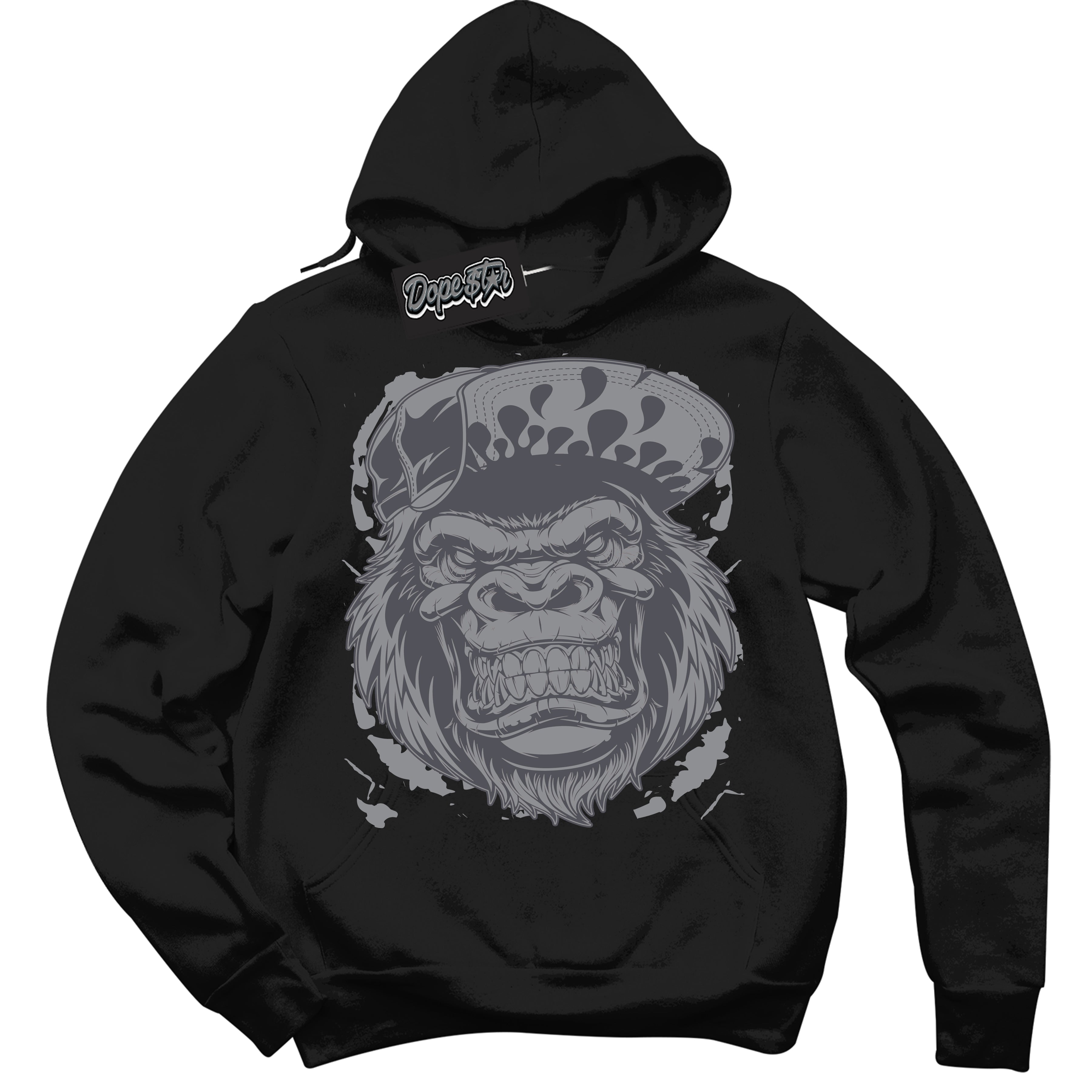 Cool Black Hoodie with “ Gorilla Beast ” design that Perfectly Matches Paris Olympics Wet Cement 4s Jordans.