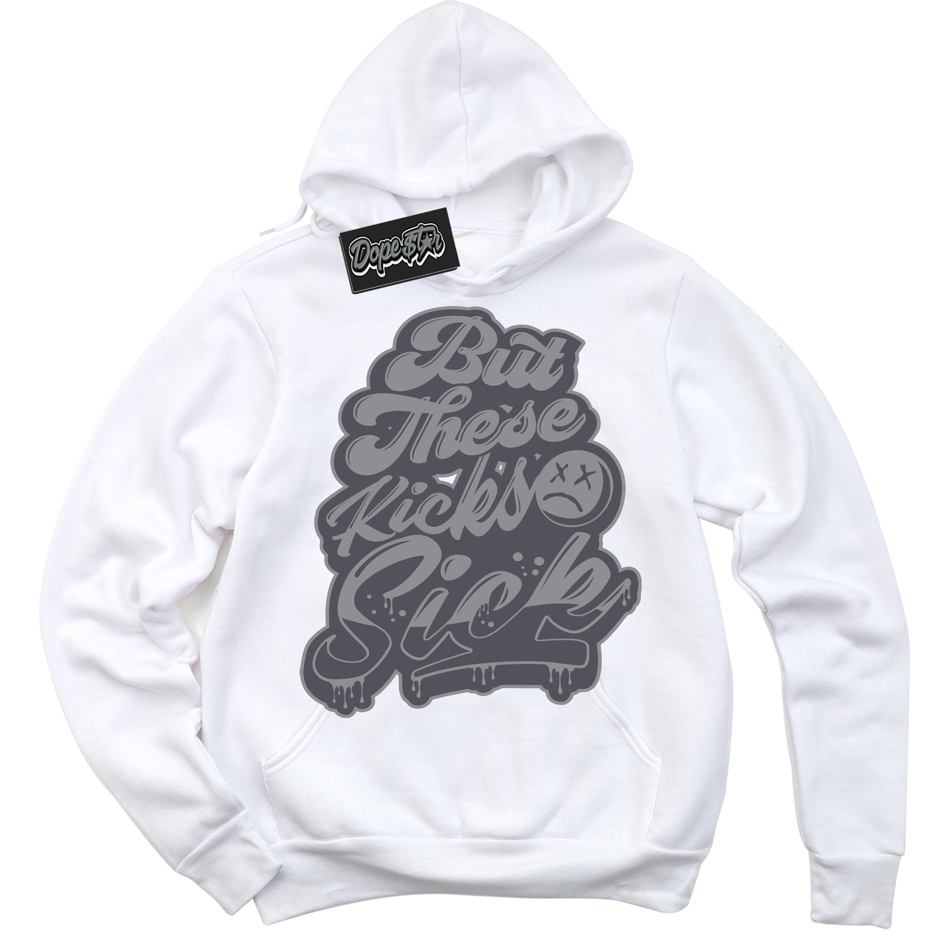 Cool White Hoodie with “ Kick Sick ” design that Perfectly Matches Paris Olympics Wet Cement 4s Jordans.