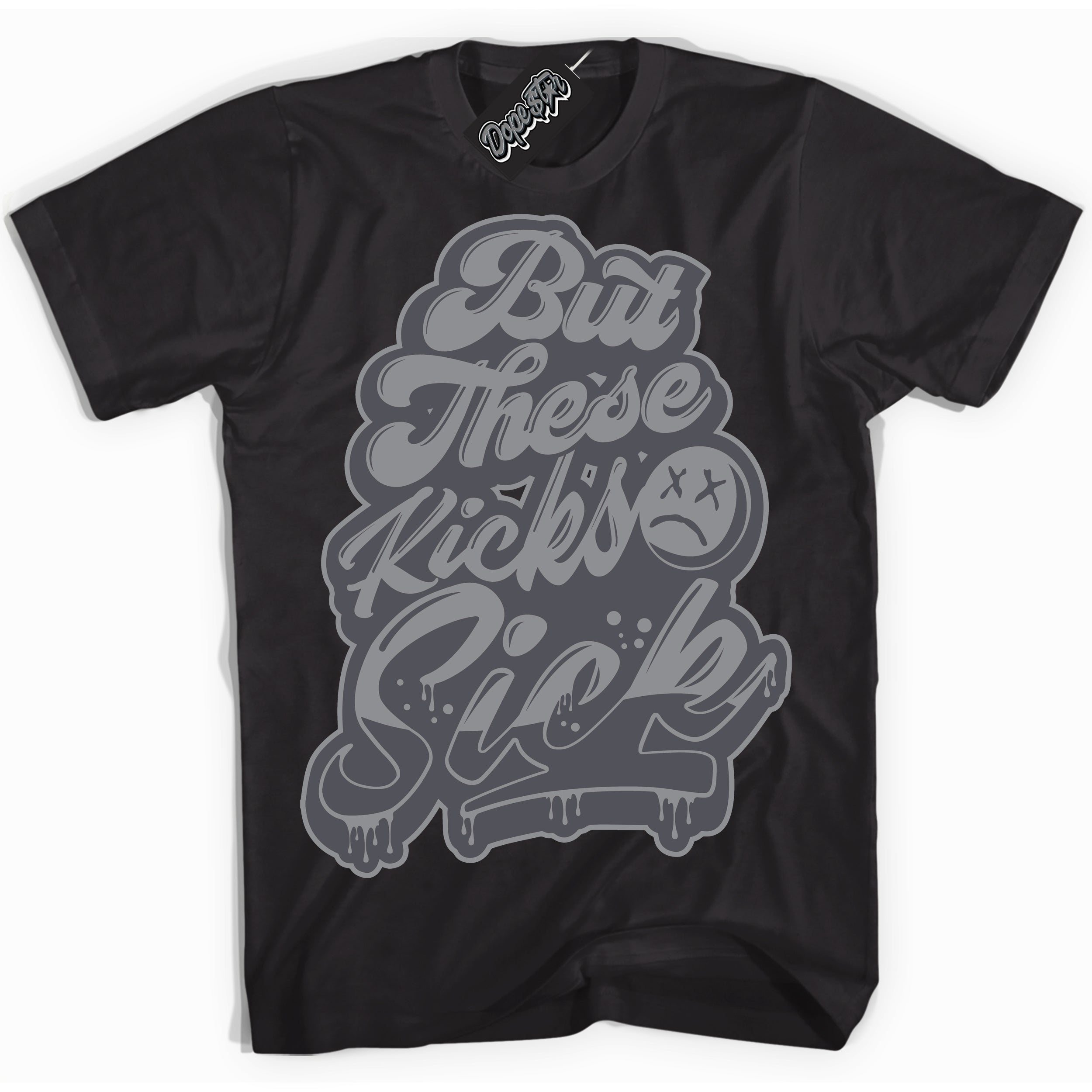Cool Black Shirt with “ Kick Sick ” design that perfectly matches Paris Olympics Wet Cement 4s Jordans.