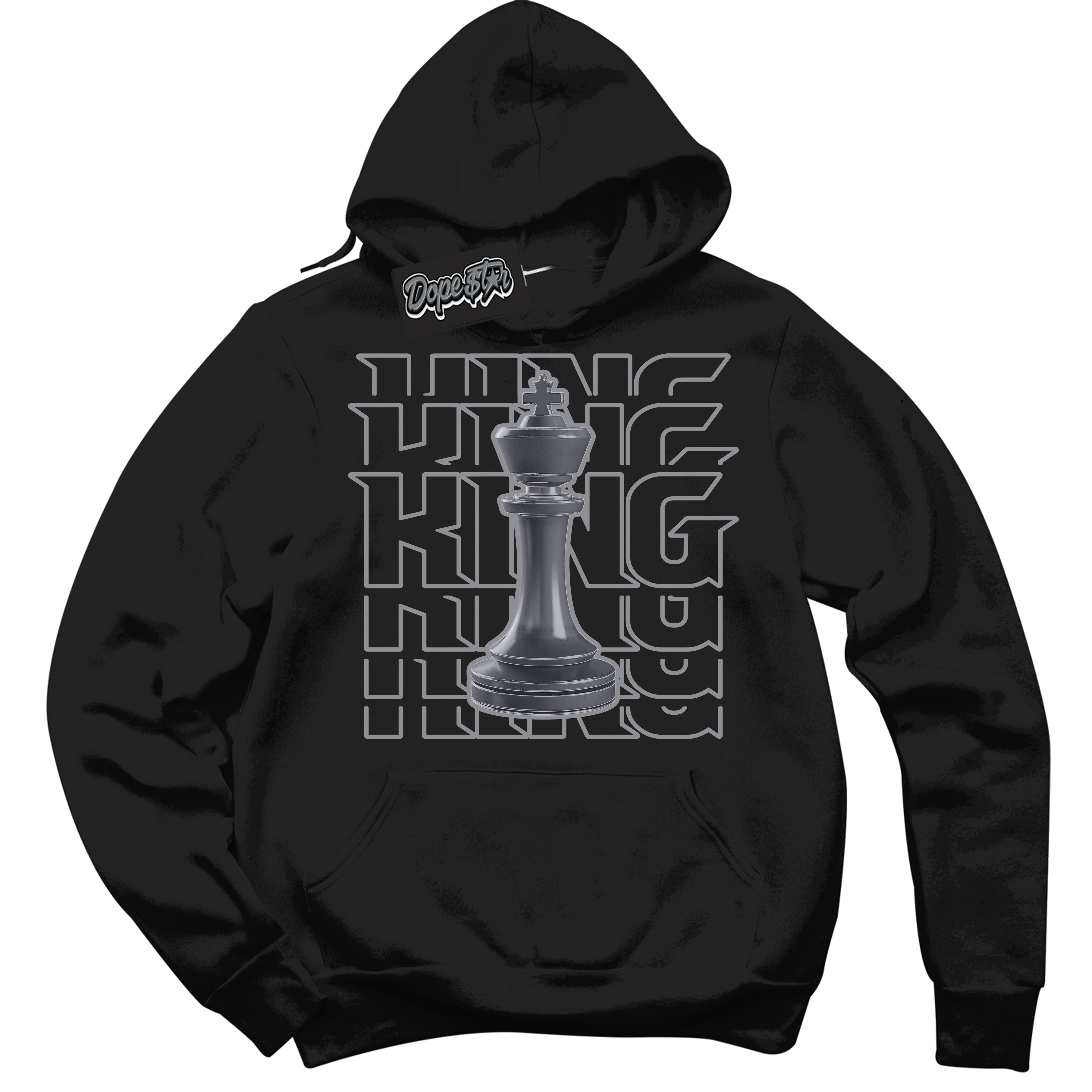 Cool Black Hoodie with “ King Chess ” design that Perfectly Matches Paris Olympics Wet Cement 4s Jordans.