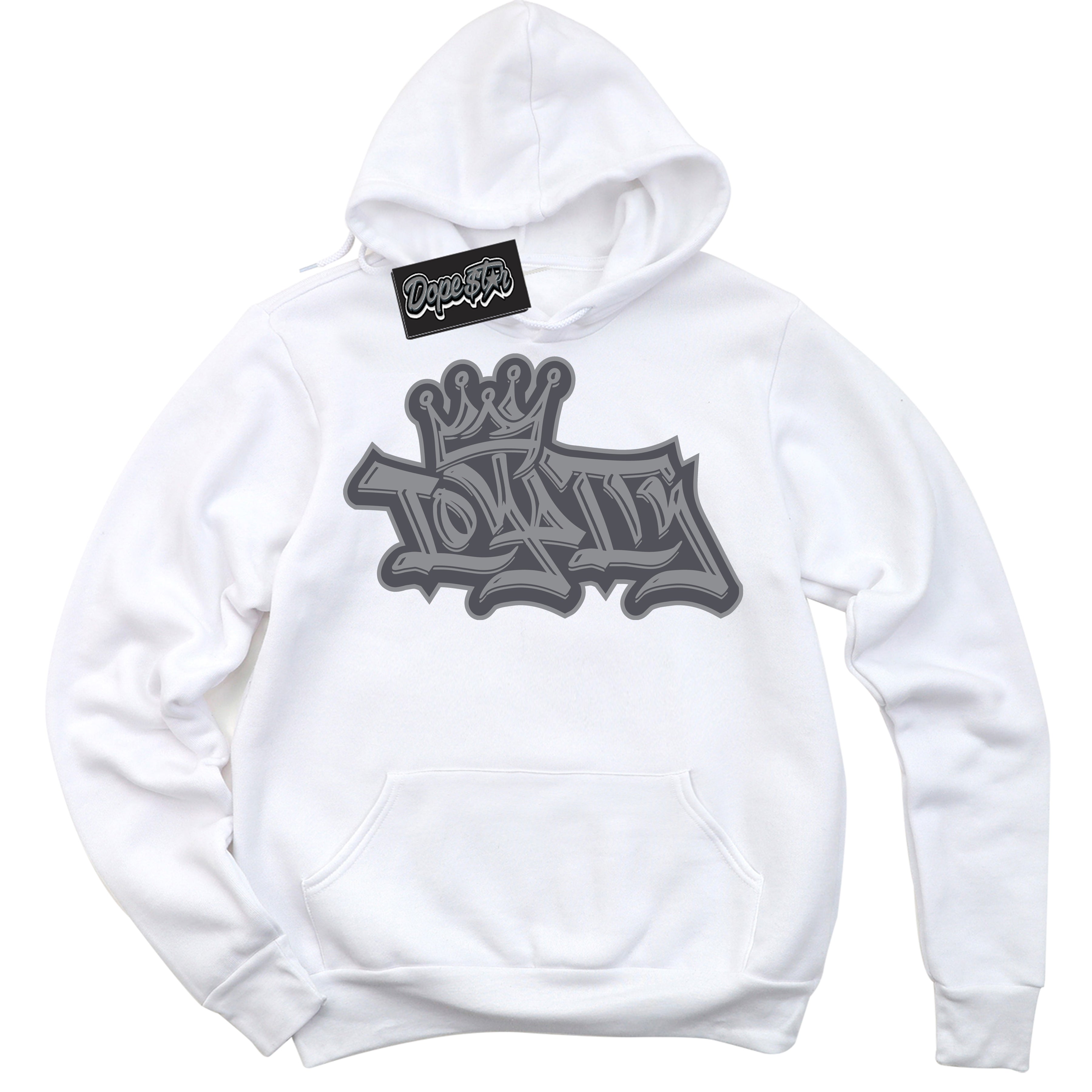 Cool White Hoodie with “ Loyalty Crown ” design that Perfectly Matches Paris Olympics Wet Cement 4s Jordans.