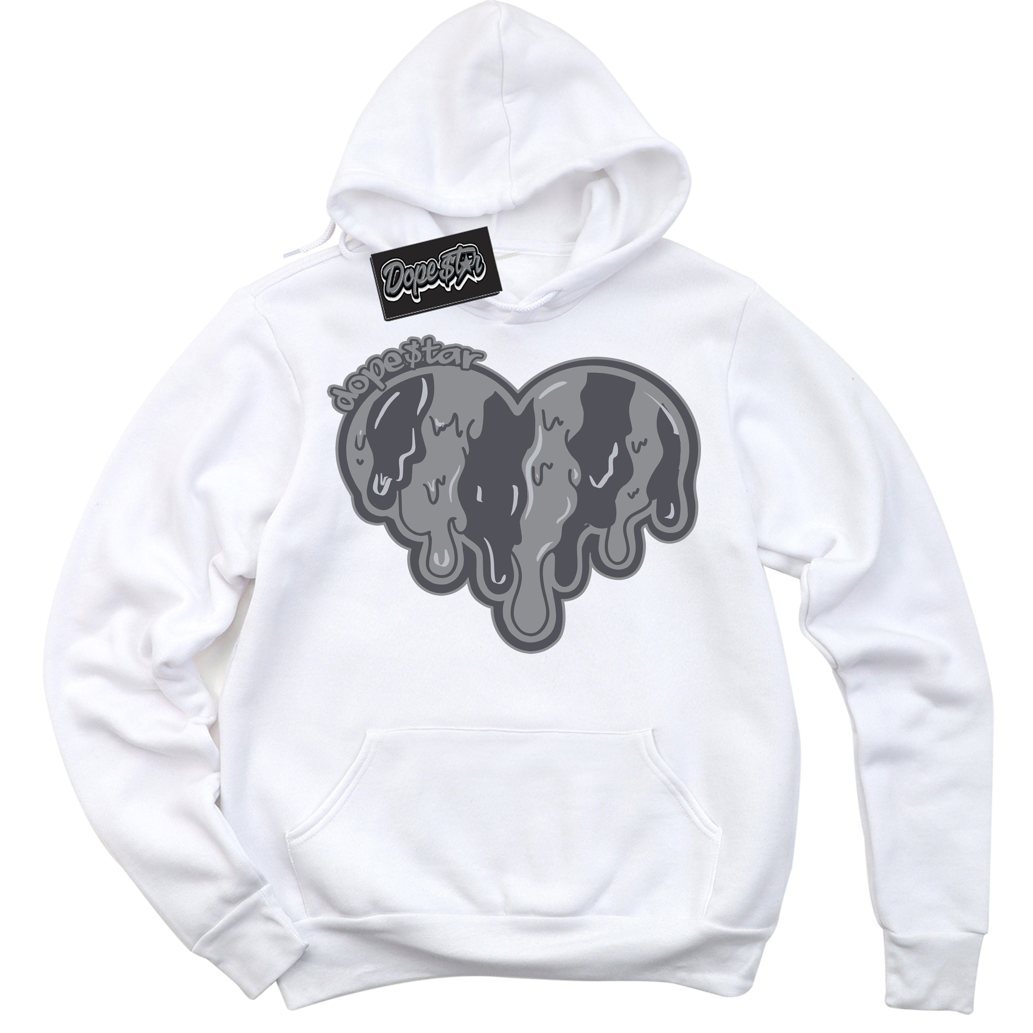 Cool White Hoodie with “ Melting Heart ” design that Perfectly Matches Paris Olympics Wet Cement 4s Jordans.