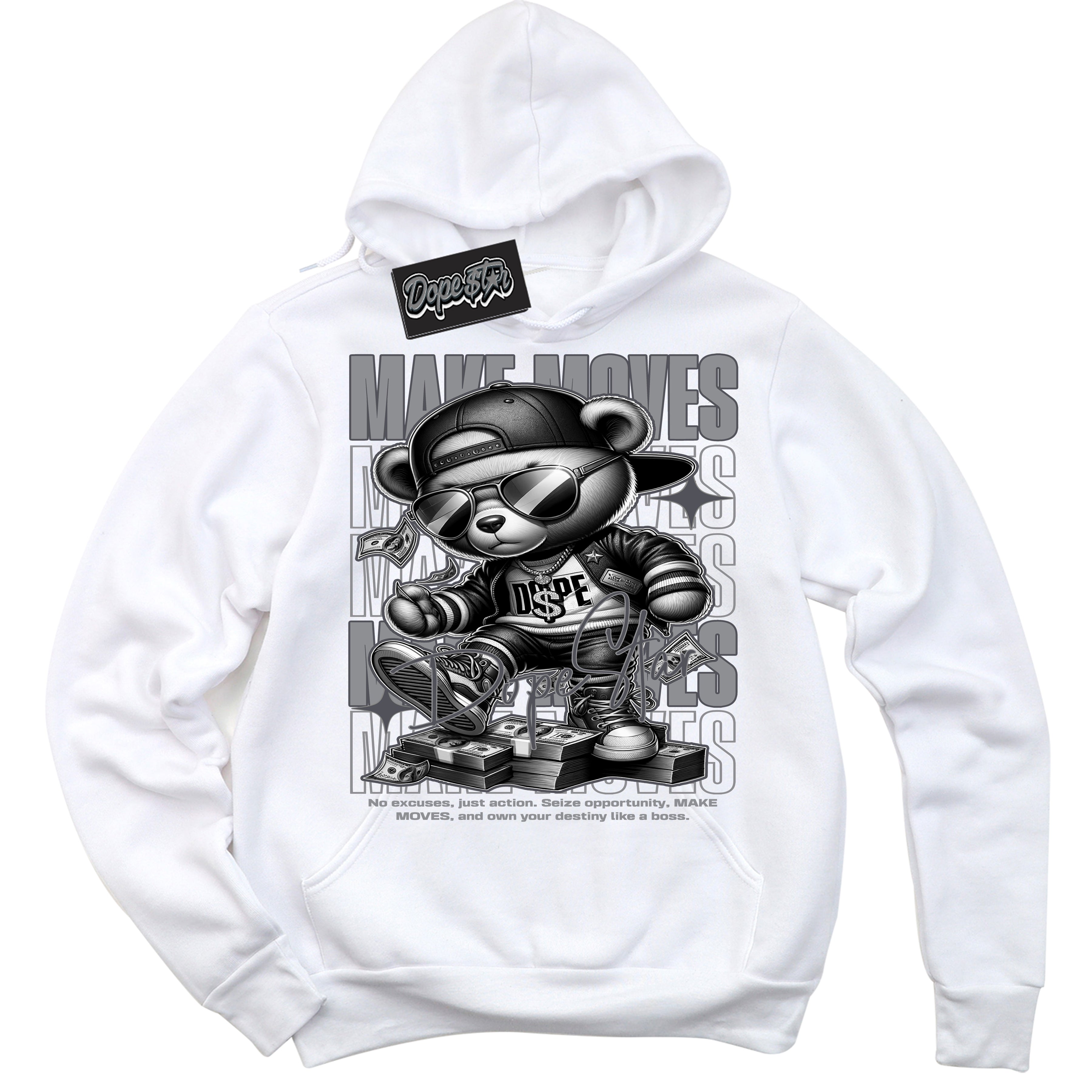 Cool White Hoodie with “ Make Moves ” design that Perfectly Matches Paris Olympics Wet Cement 4s Jordans.