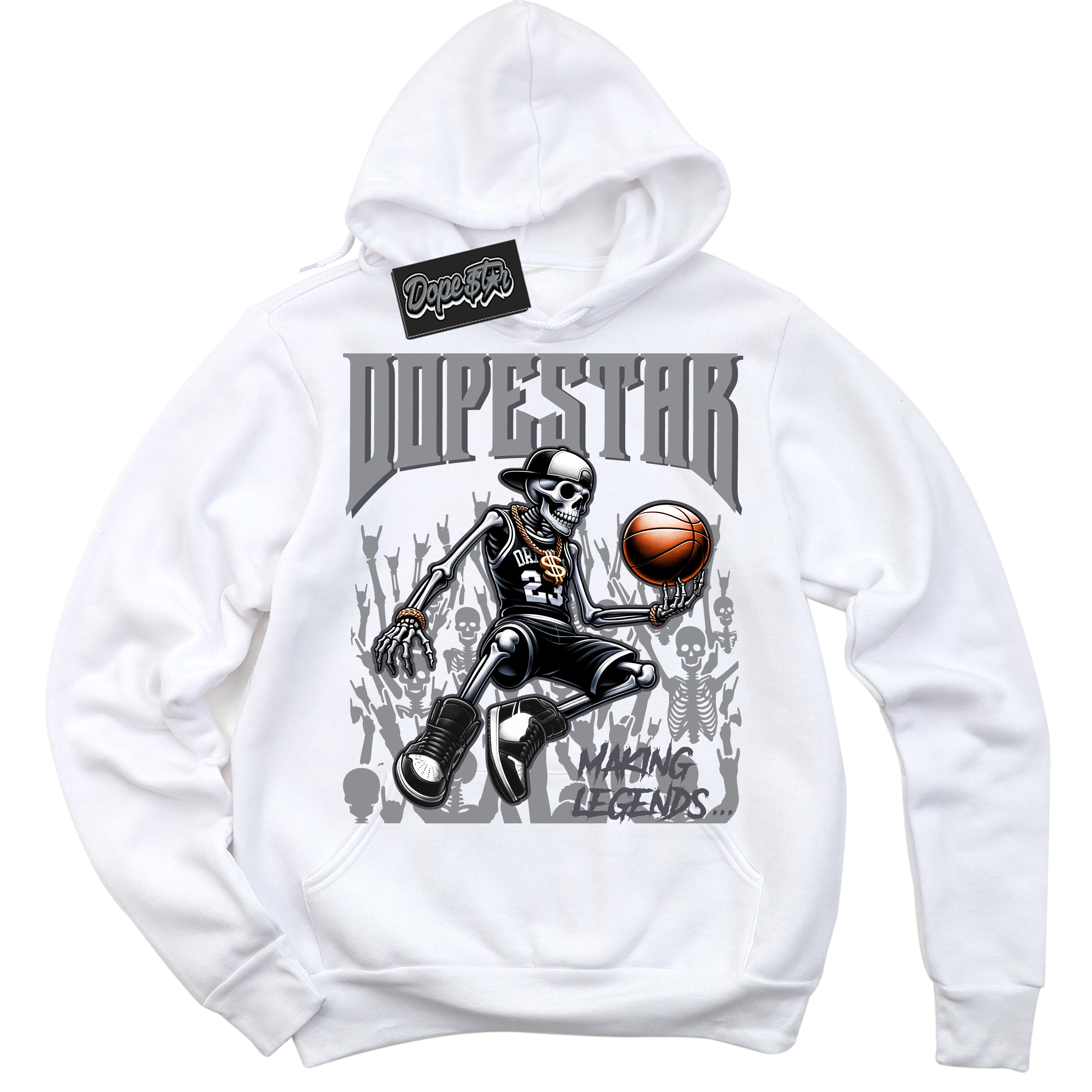 Cool White Hoodie with “ Making Legends ” design that Perfectly Matches Paris Olympics Wet Cement 4s Jordans.