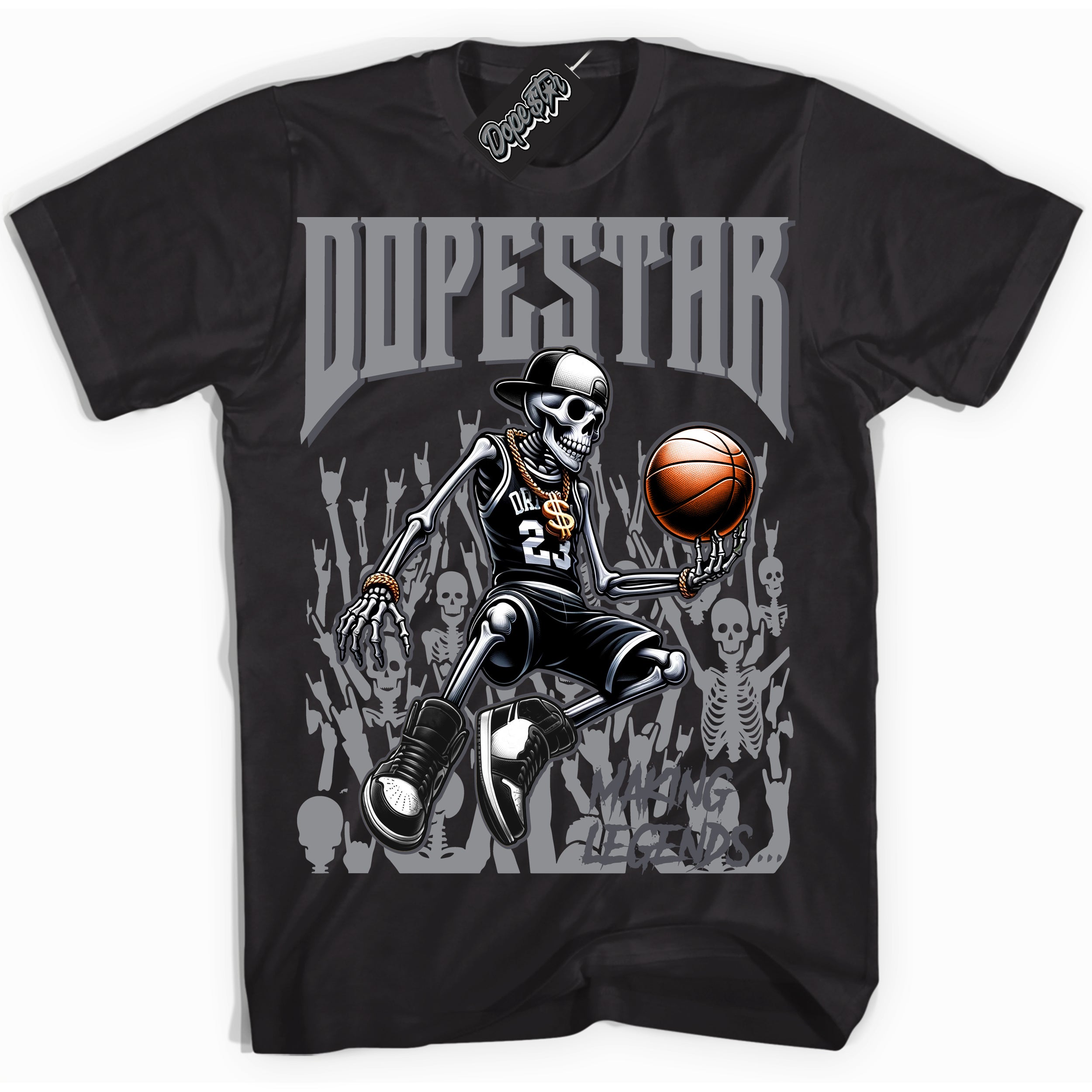 Cool Black Shirt with “ Making Legends ” design that perfectly matches Paris Olympics Wet Cement 4s Jordans.