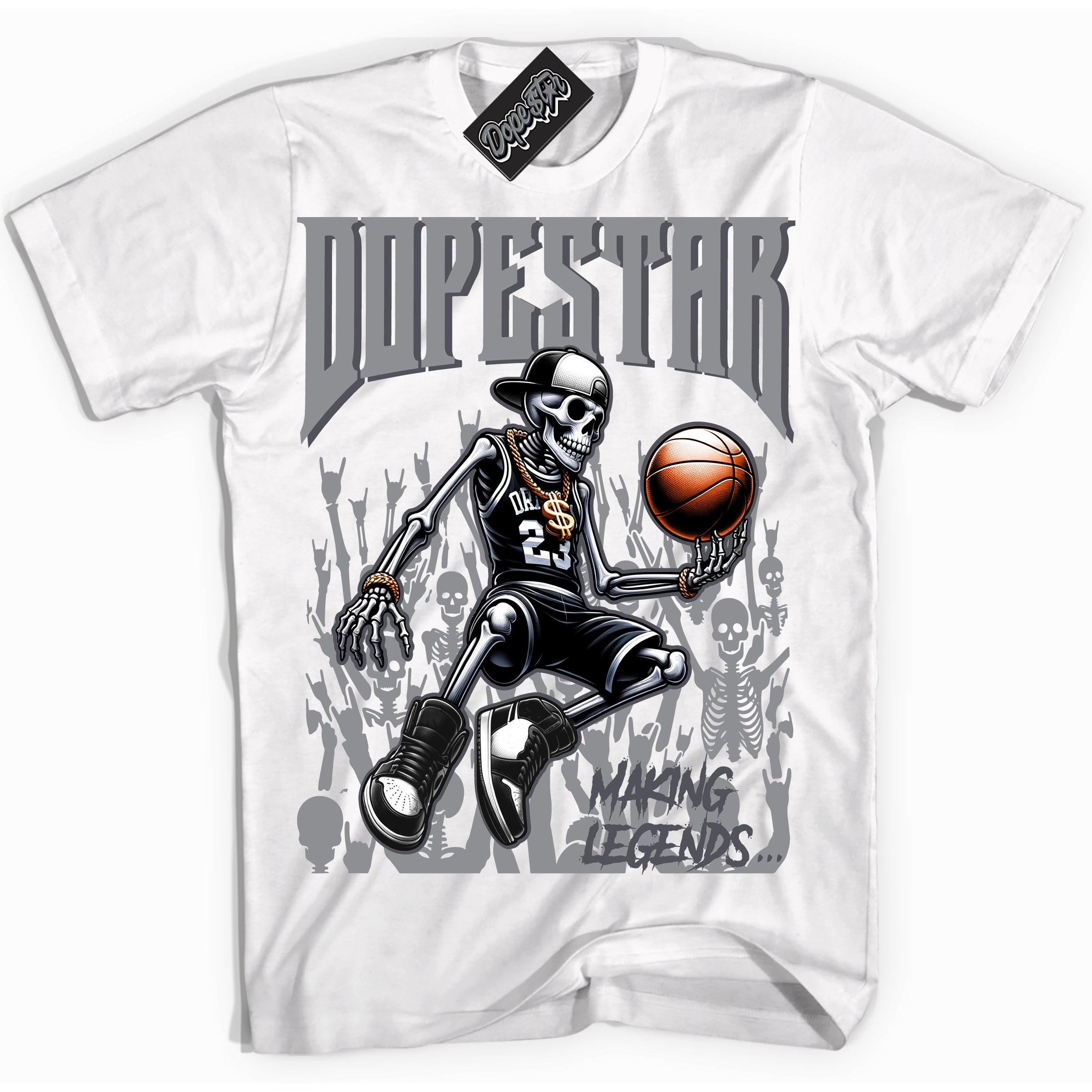 Cool White Shirt with “ Making Legends ” design that perfectly matches Paris Olympics Wet Cement 4s Jordans.
