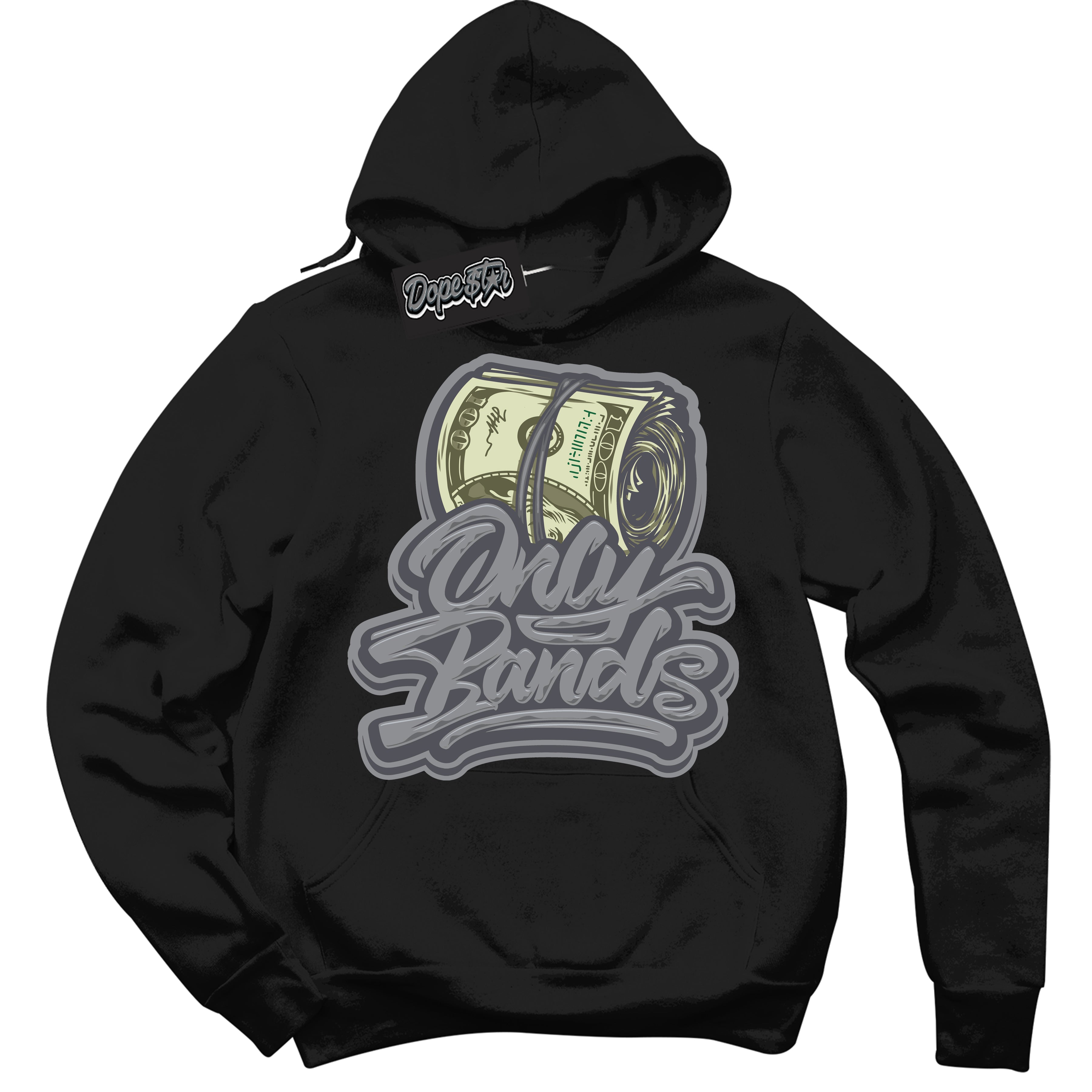 Cool Black Hoodie with “ Only Bands ” design that Perfectly Matches Paris Olympics Wet Cement 4s Jordans.
