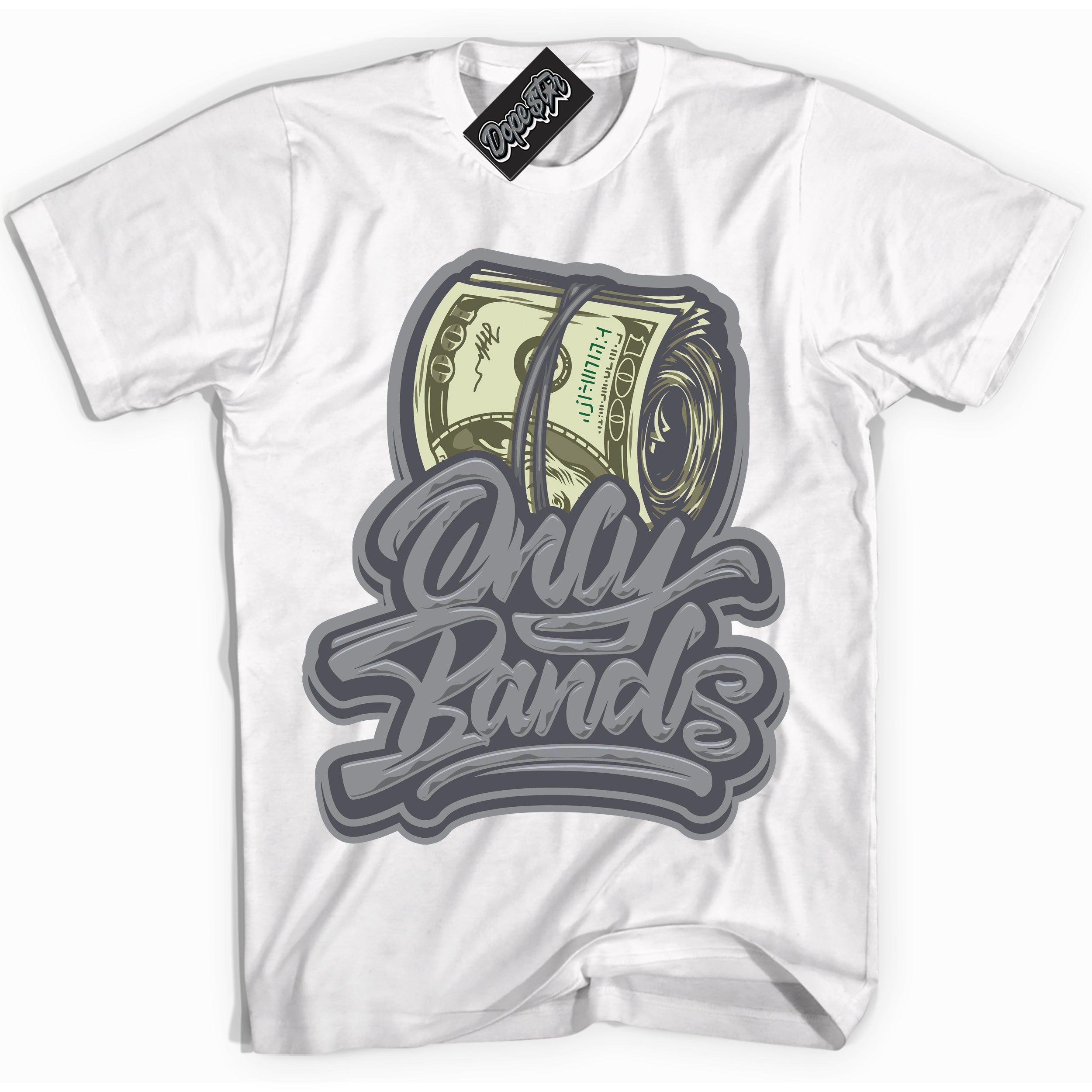 Cool White Shirt with “ Only Bands ” design that perfectly matches Paris Olympics Wet Cement 4s Jordans.