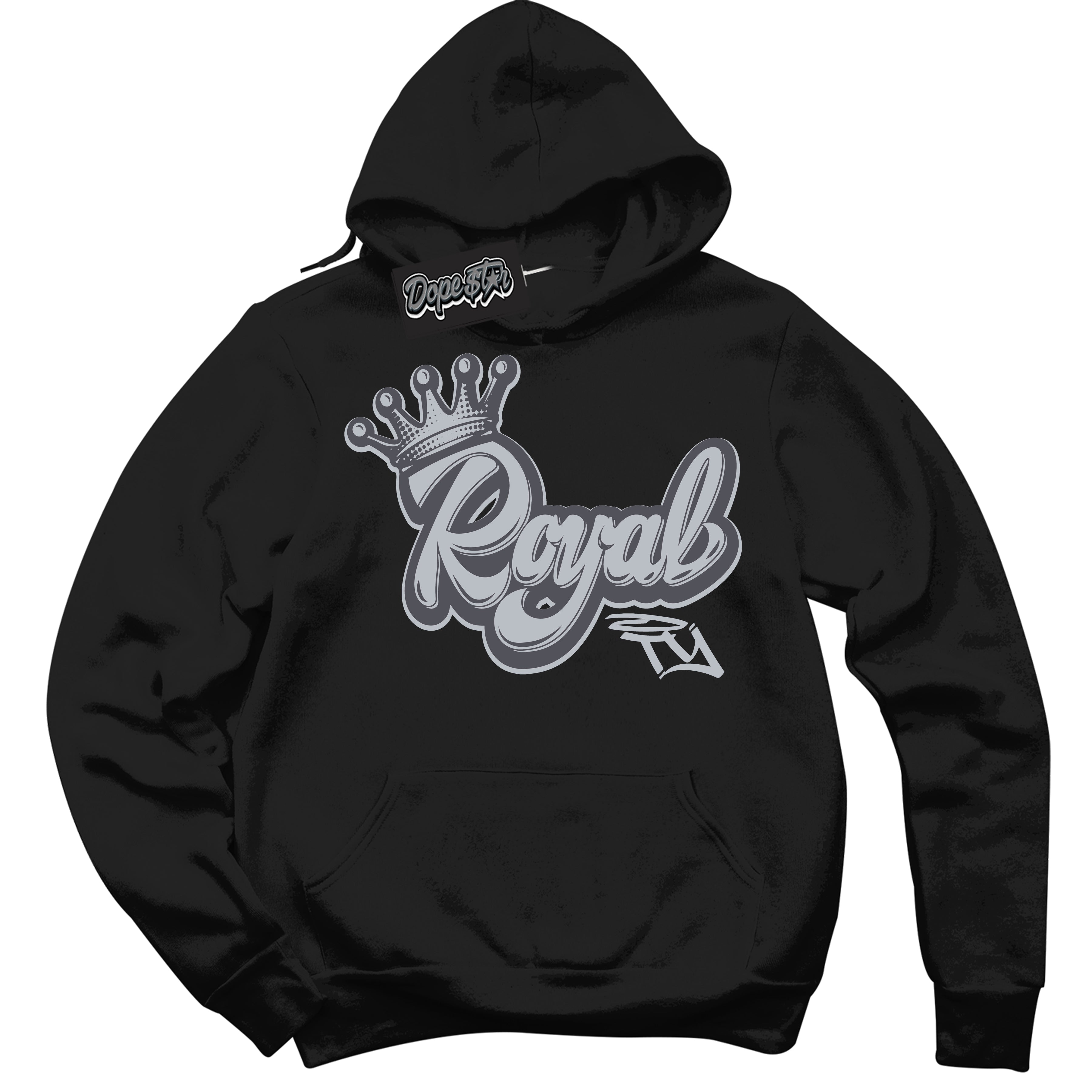 Cool Black Hoodie with “ Royalty ” design that Perfectly Matches Paris Olympics Wet Cement 4s Jordans.
