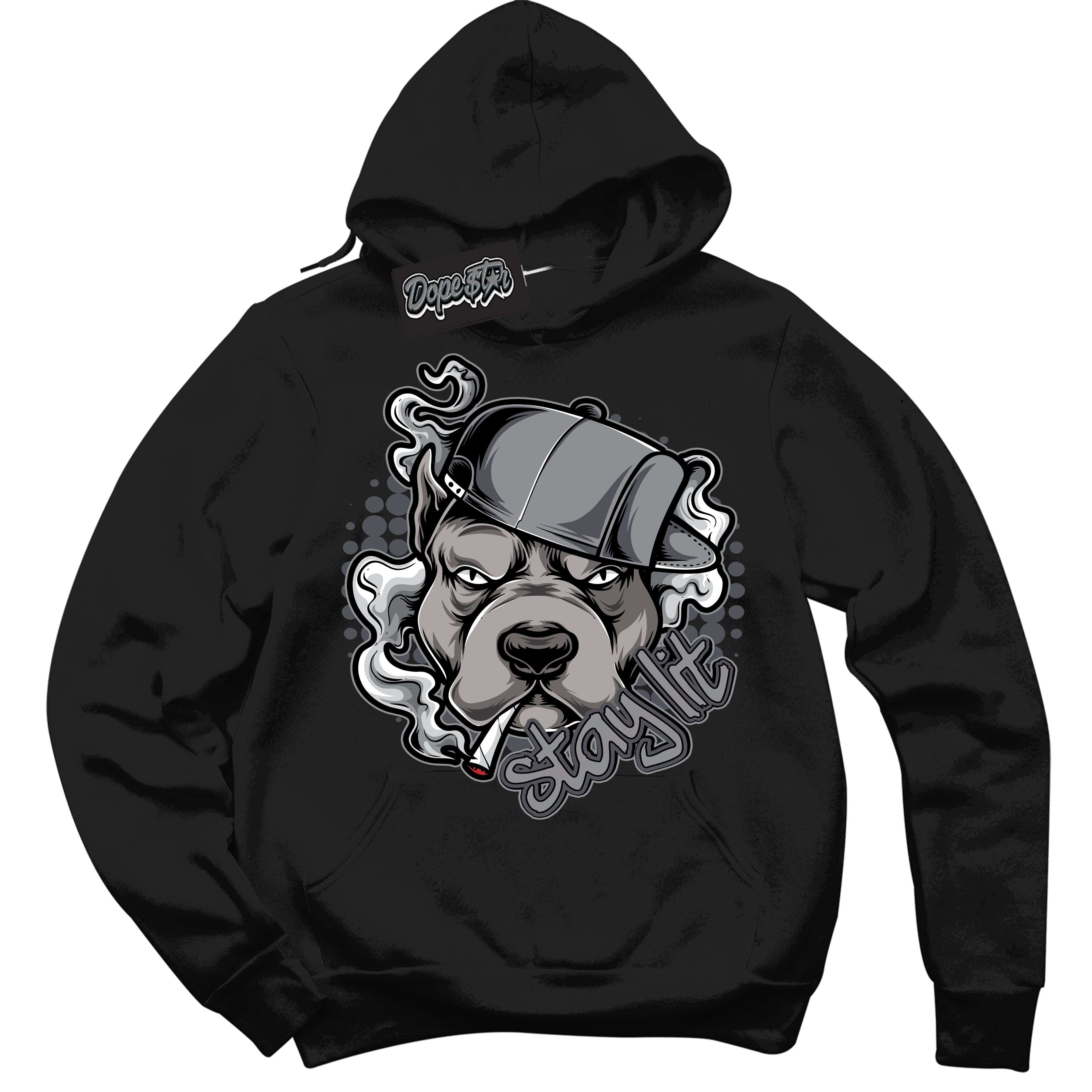 Cool Black Hoodie with “ Stay Lit ” design that Perfectly Matches Paris Olympics Wet Cement 4s Jordans.