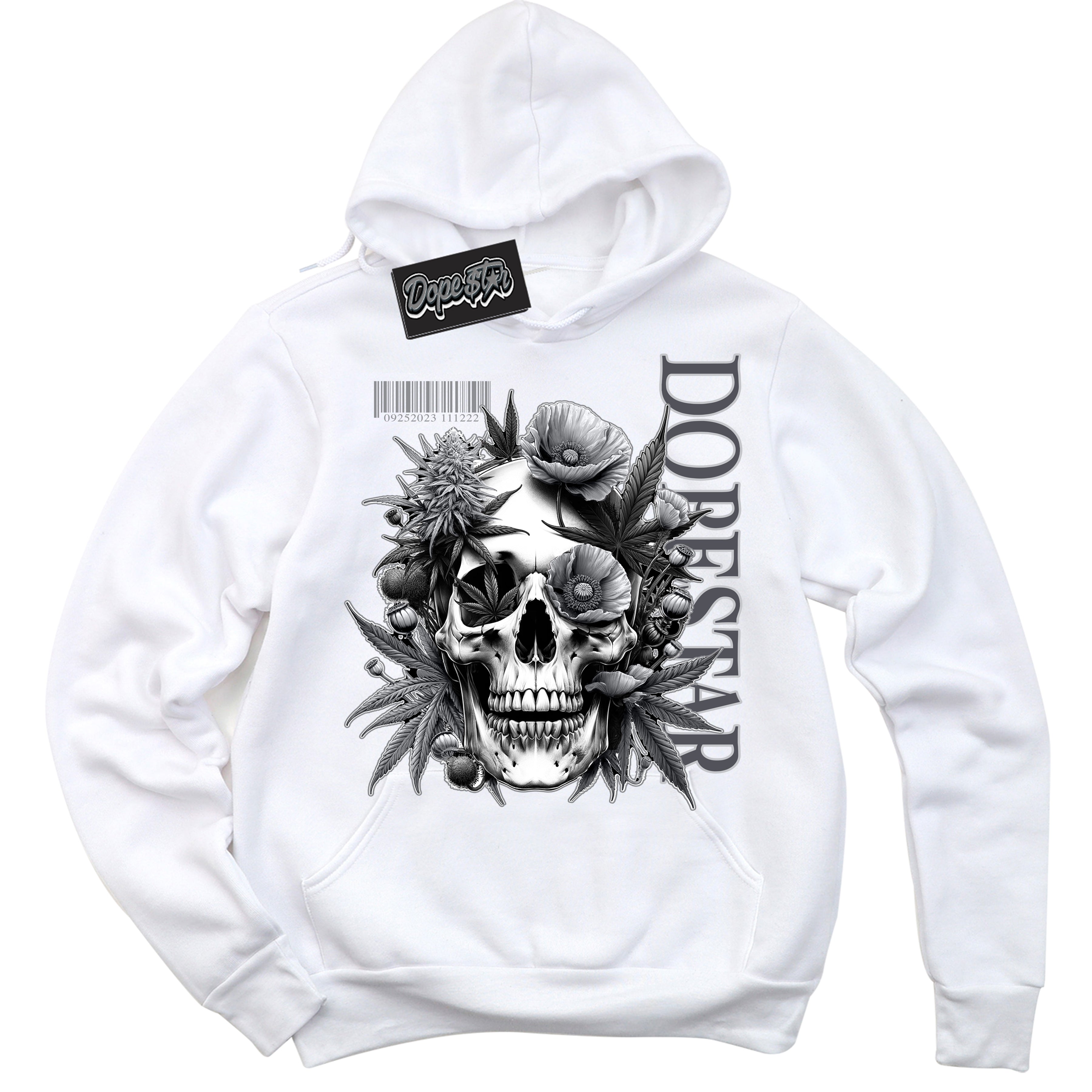 Cool White Hoodie with “ Skull Poppies ” design that Perfectly Matches Paris Olympics Wet Cement 4s Jordans.