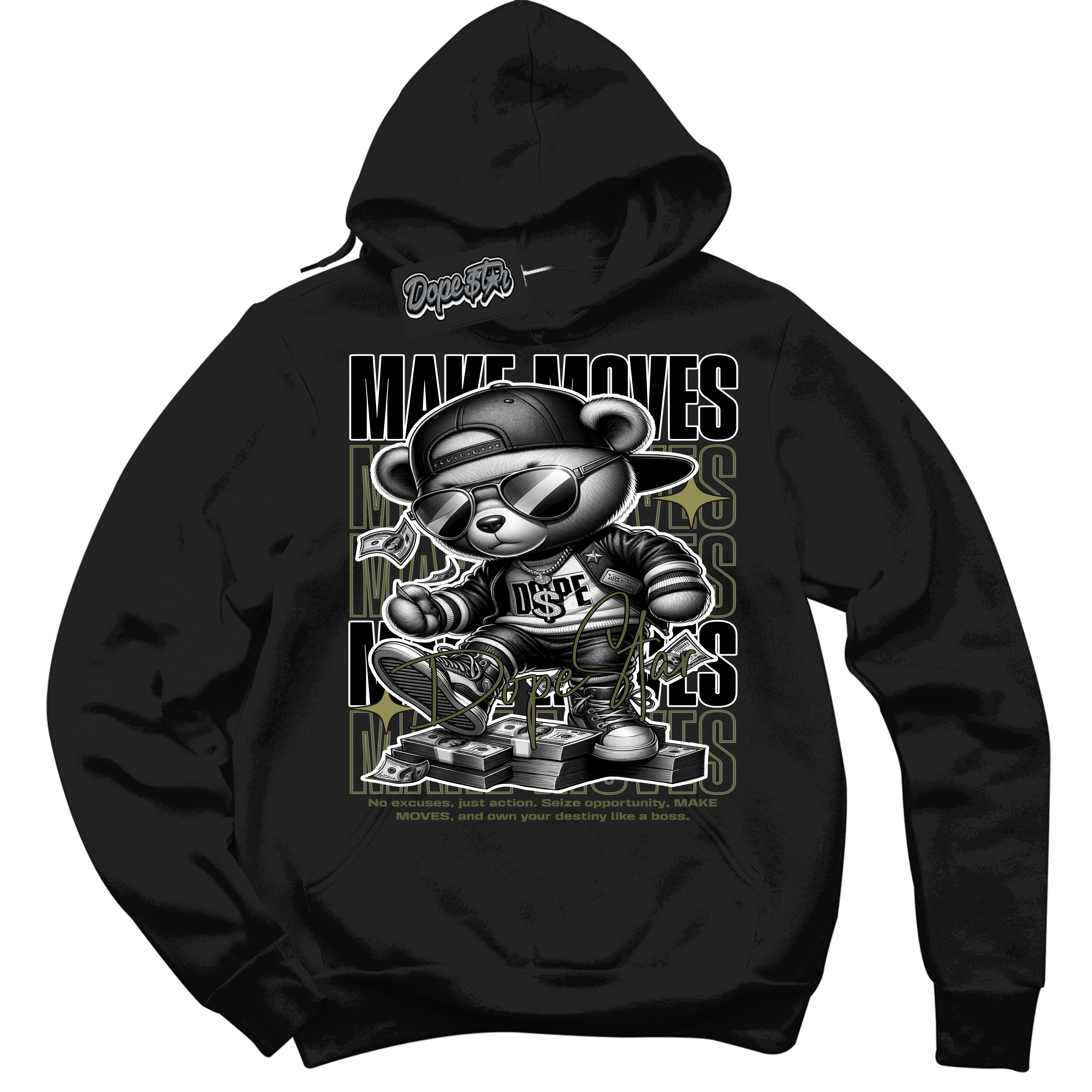 Cool Black Hoodie with “ Makin Moves ” design that Perfectly Matches Craft Olive 4s Sneakers.