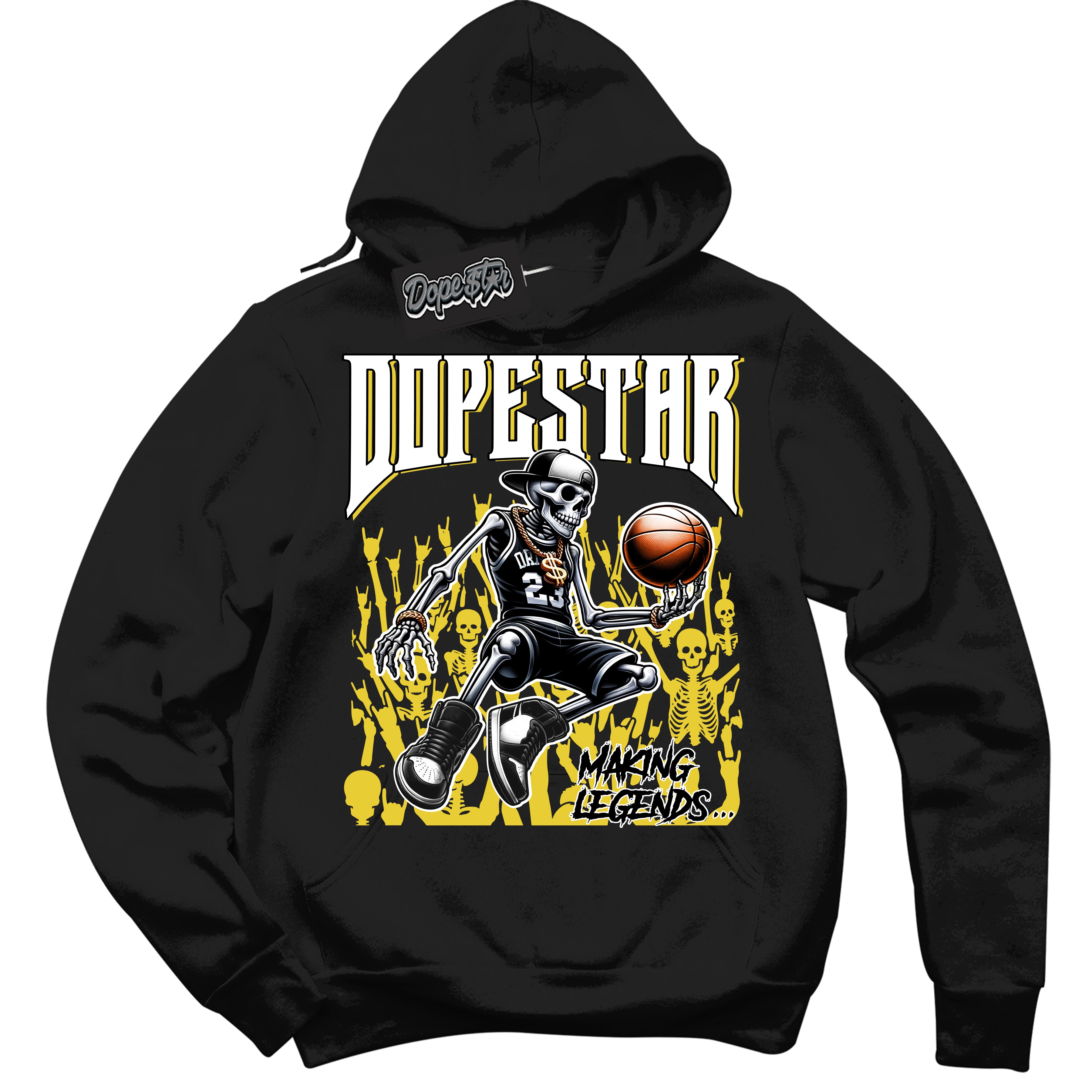 Cool Black Hoodie with “ Making Legends ” design that Perfectly Matches Vivid Sulfur 4s Sneakers.