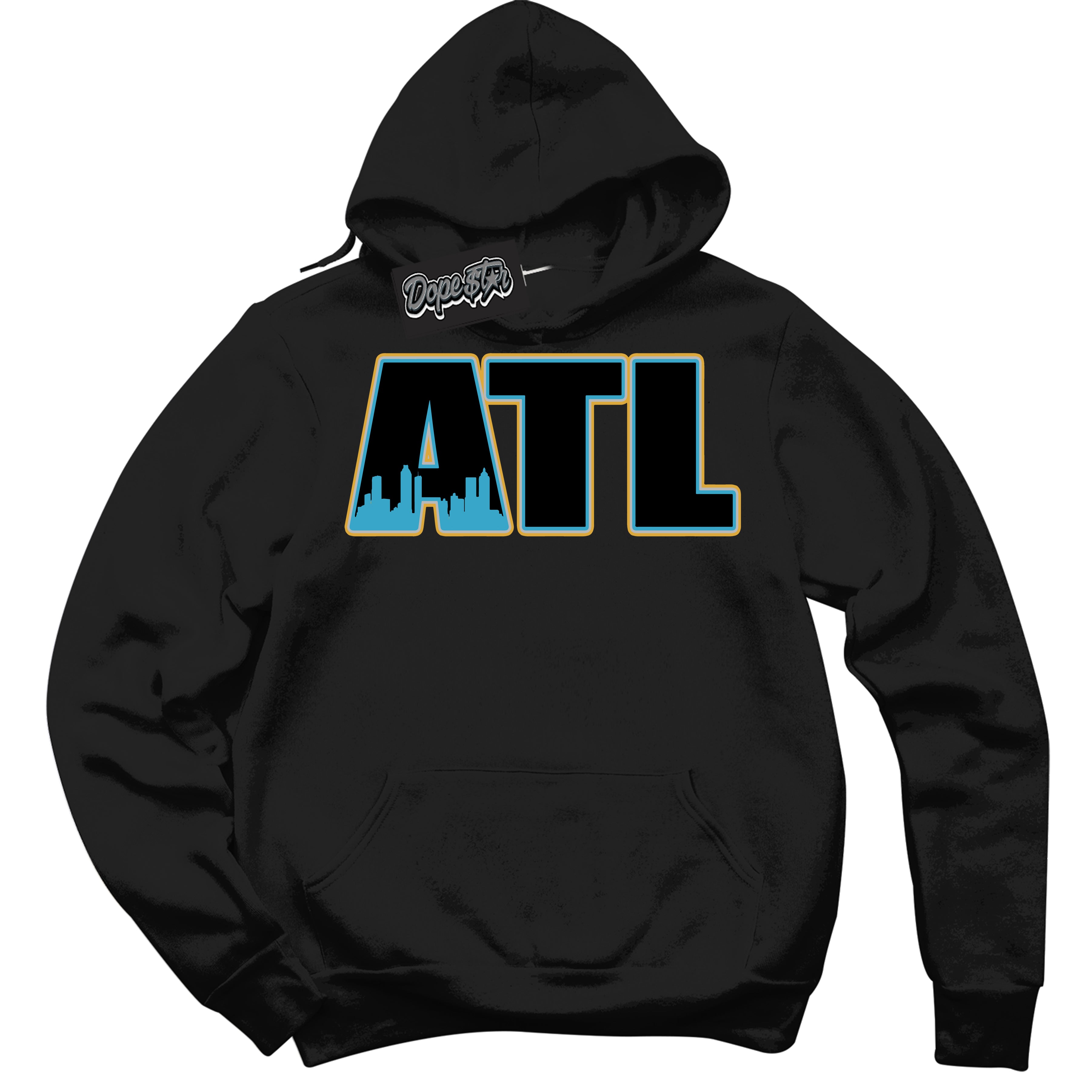 Cool Black Hoodie with “ Atlanta ” design that Perfectly Matches Aqua 5s Sneakers.