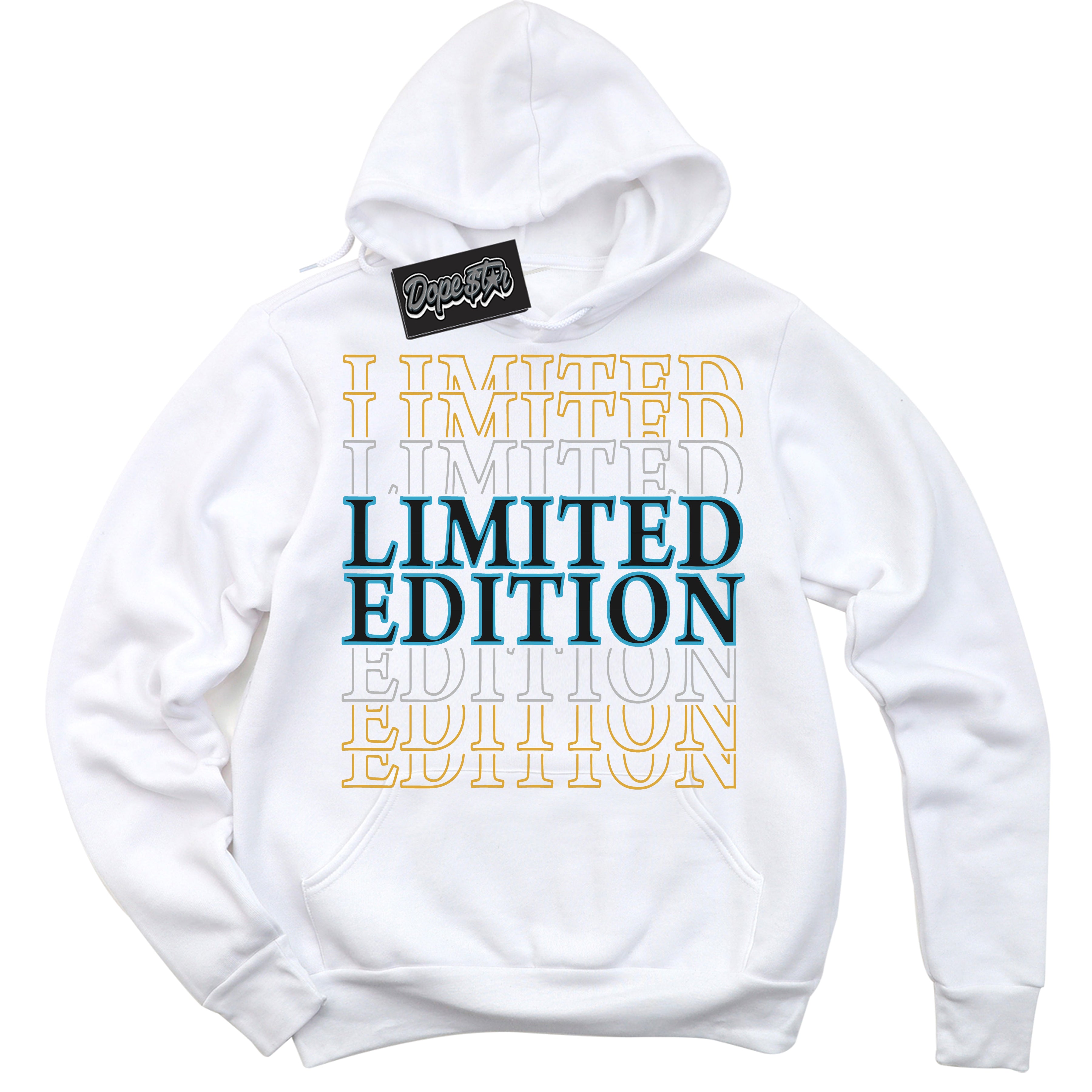 Cool White Hoodie with “ Limited Edition ” design that Perfectly Matches Aqua 5s Sneakers.