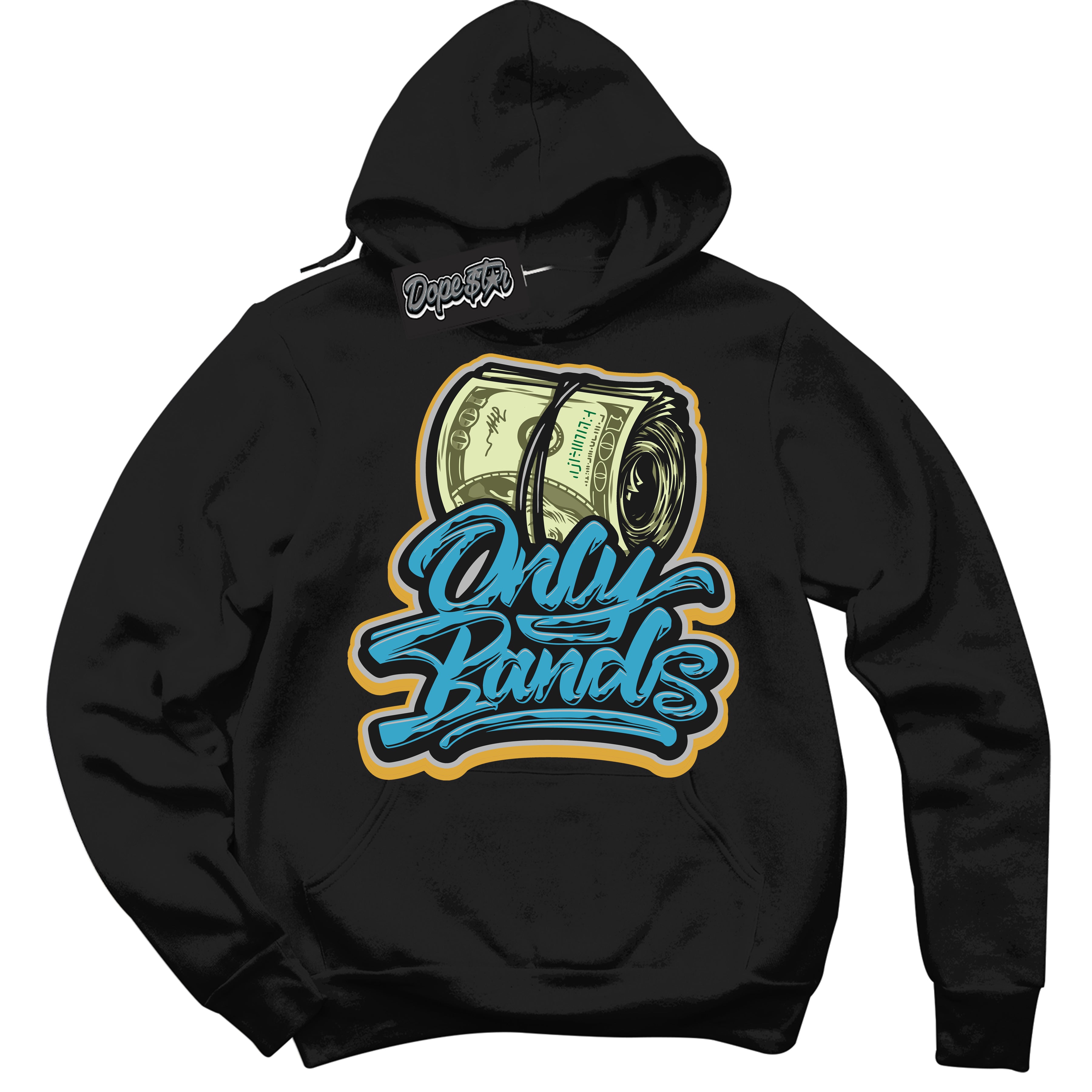 Cool Black Hoodie with “ Only Bands ” design that Perfectly Matches Aqua 5s Sneakers.